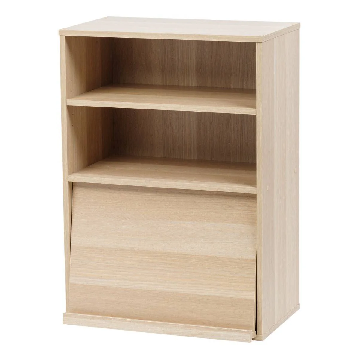 Open Wood Shelf with Pocket Door, Light Brown, Collan Series - Image 8