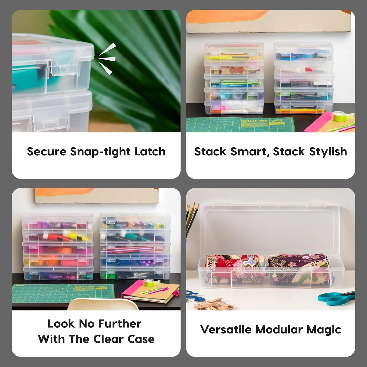 Pencil Case Plastic Pouch Box Storage Organizer for Beads, Pens, and Art Supplies, 6-Pack - Image 3