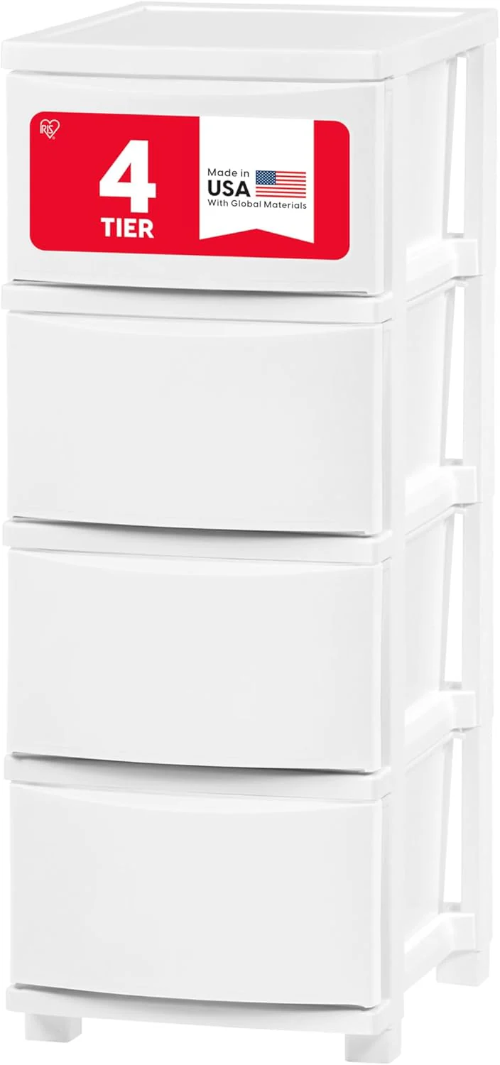 Plastic Drawer Storage Organizer, 4-Drawers, White