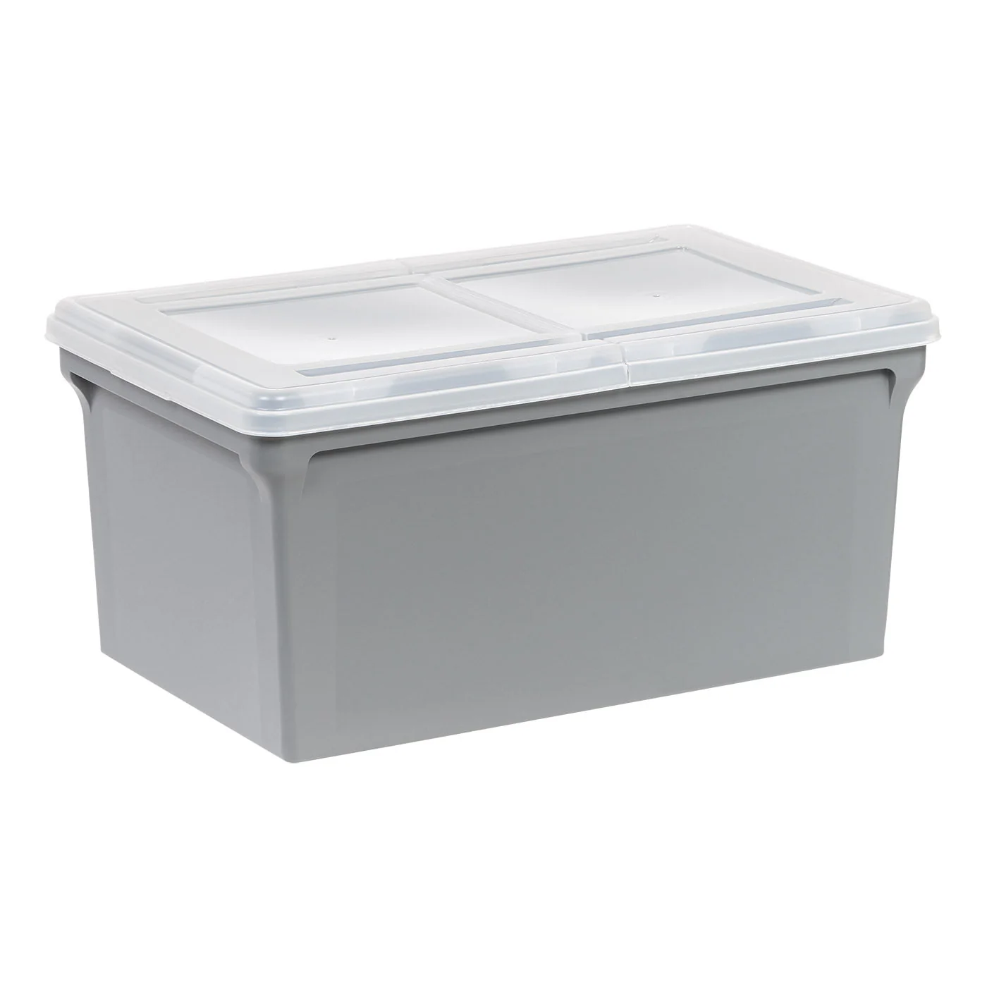 Plastic File Box with Split Lid, Letter Size, Gray, 4/Pack - Image 2