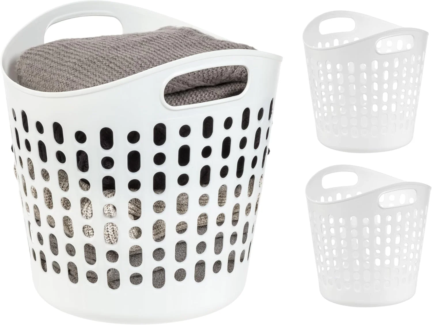 Plastic Laundry Basket, 27L - 3 Pack