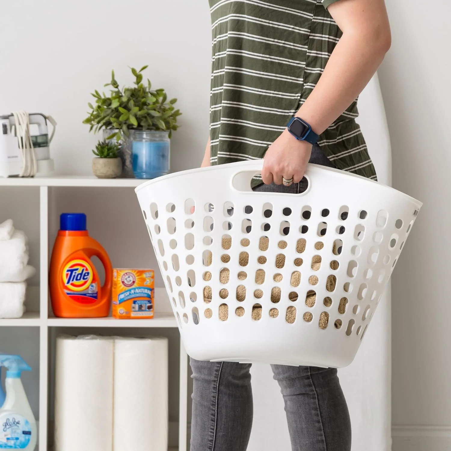 Plastic Laundry Basket, 27L - 3 Pack - Image 2