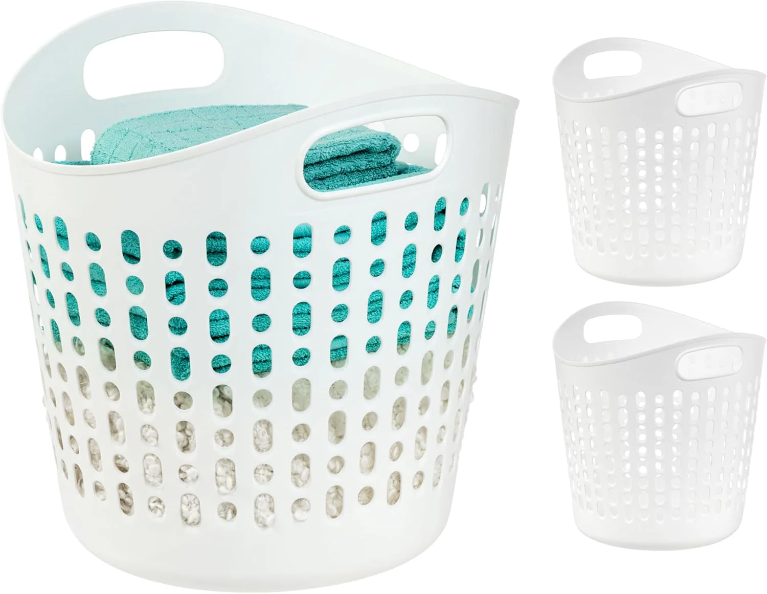 Plastic Laundry Basket, 40L - 3 Pack