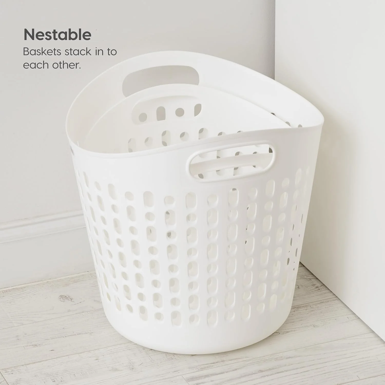 Plastic Laundry Basket, 40L - 3 Pack - Image 5