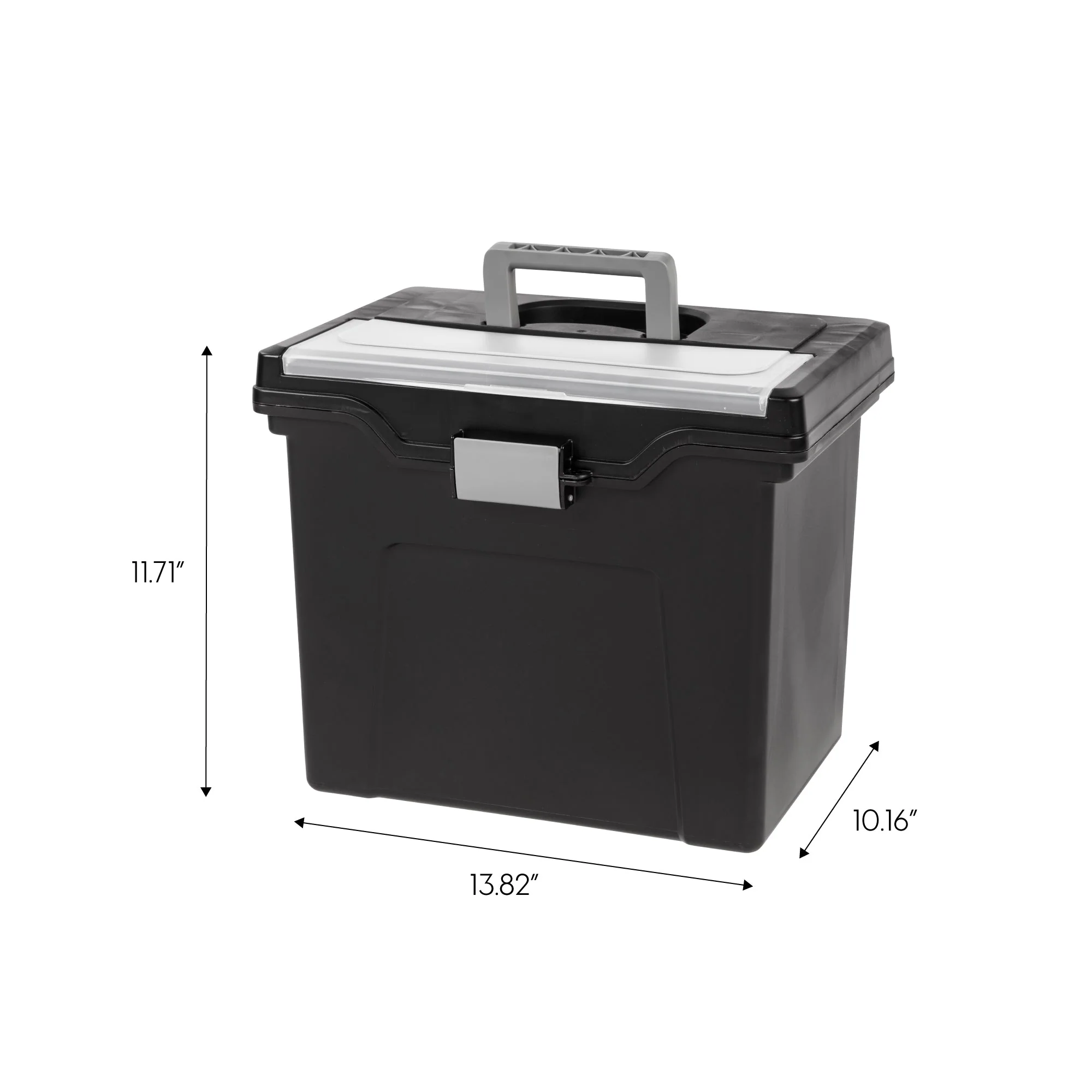Plastic Office Storage Portable Legal File-Box with Organizer-Lid, Black - Image 4