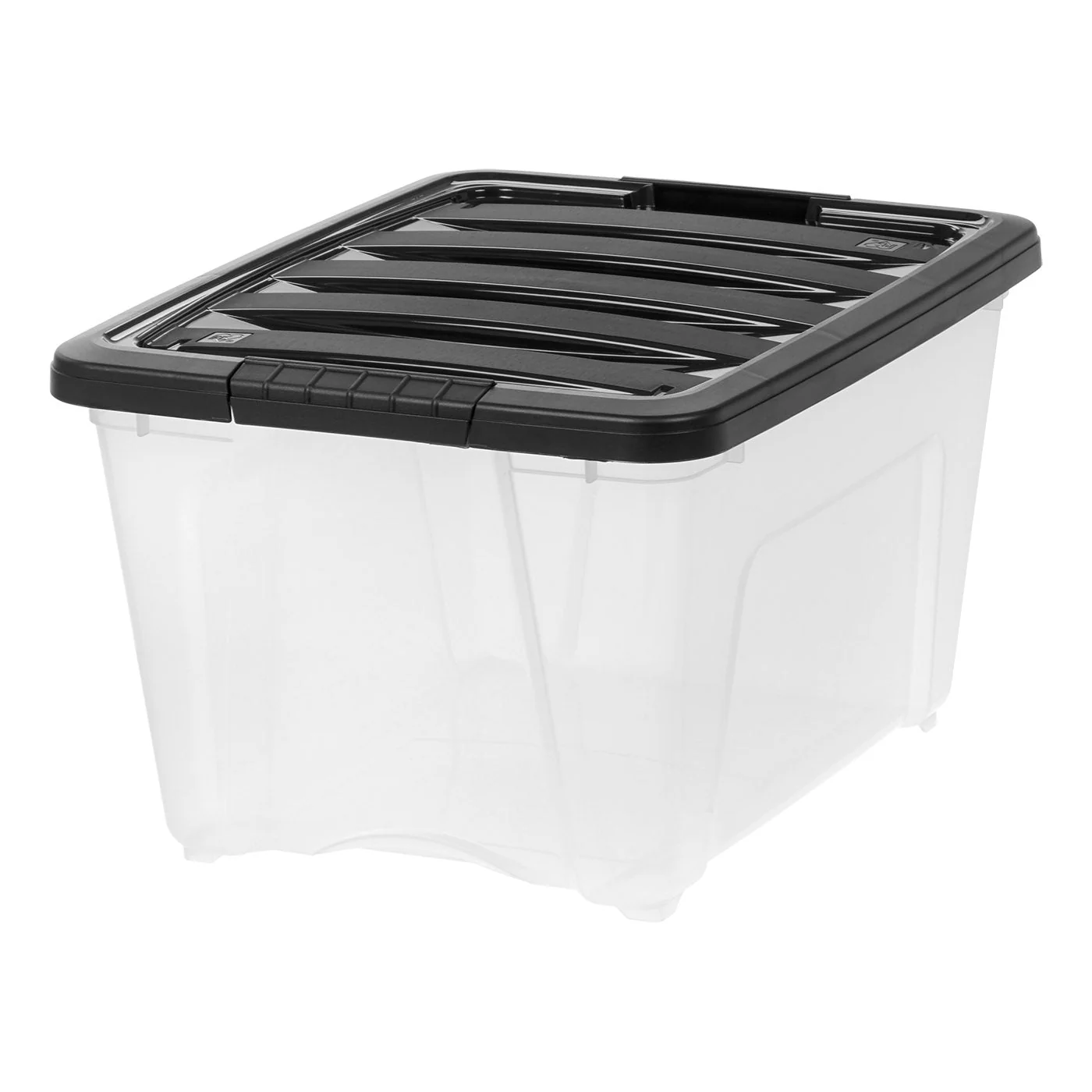 Plastic Storage Bins, Stackable Storage Container with Secure Latching Buckles and Black Lid, 32 Qt. - Image 3