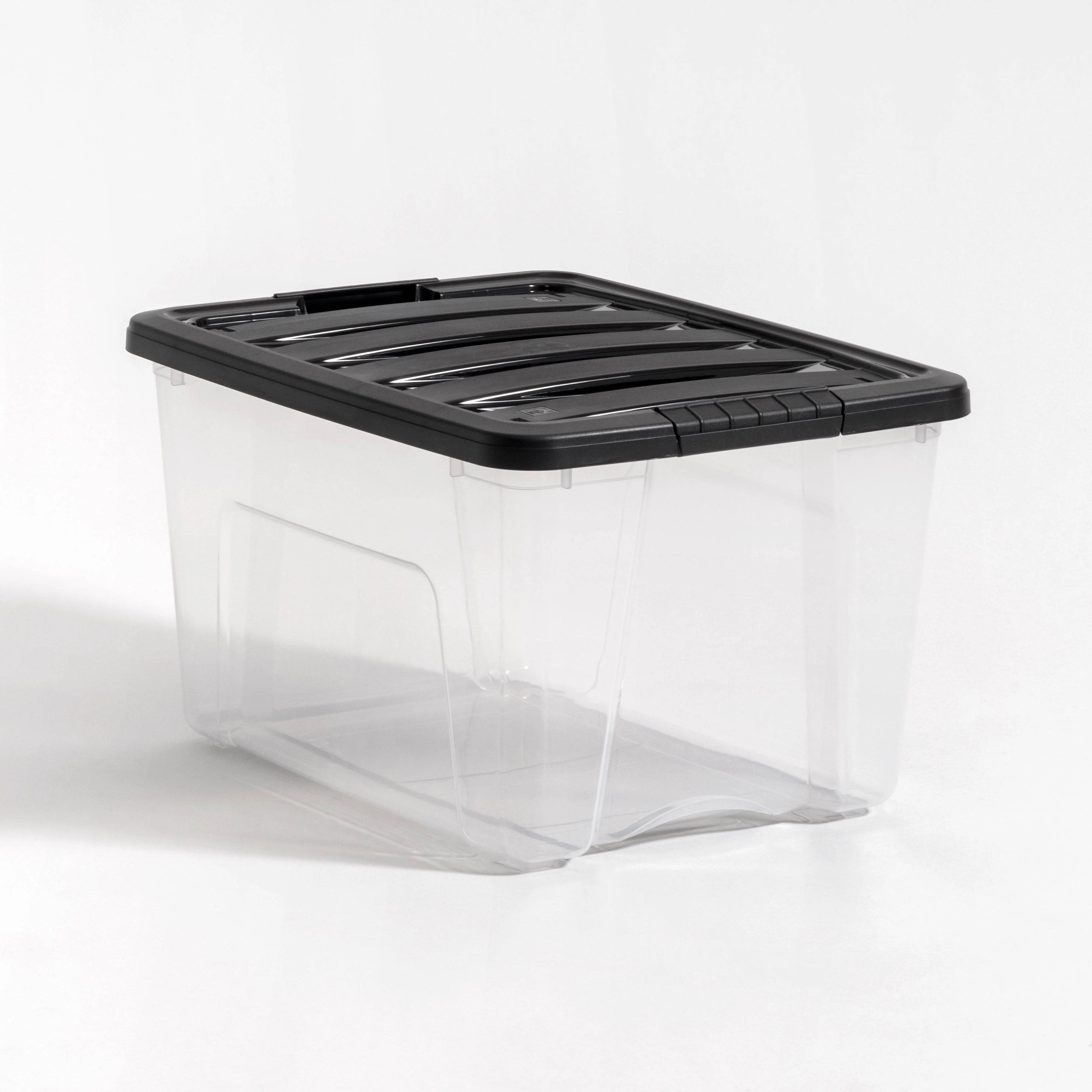 Plastic Storage Bins, Stackable Storage Container with Secure Latching Buckles and Black Lid, 40 Qt. - Image 2