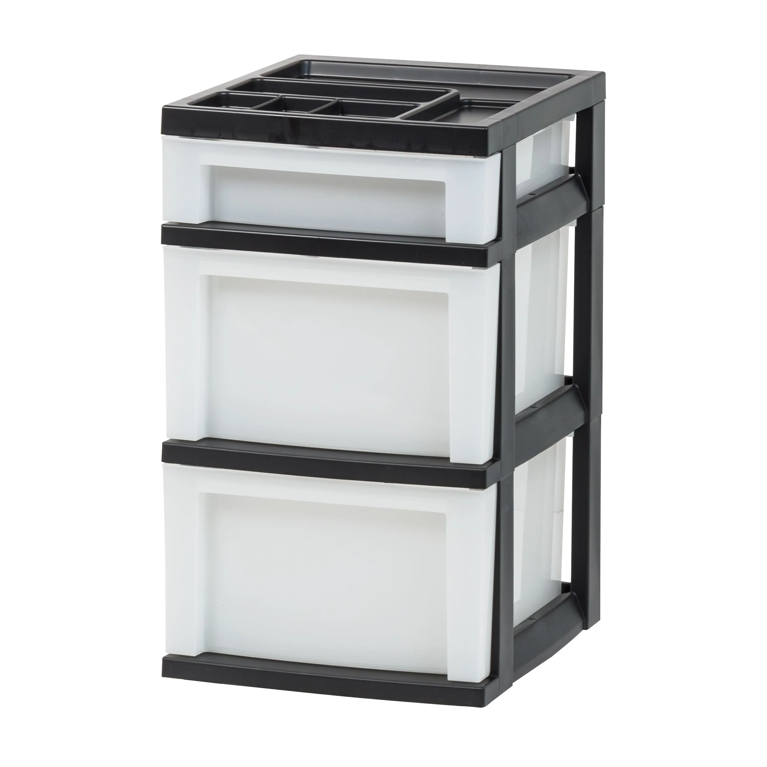 Plastic Storage, Organizer 3 Drawer Cart, Black/Pearl - Image 2