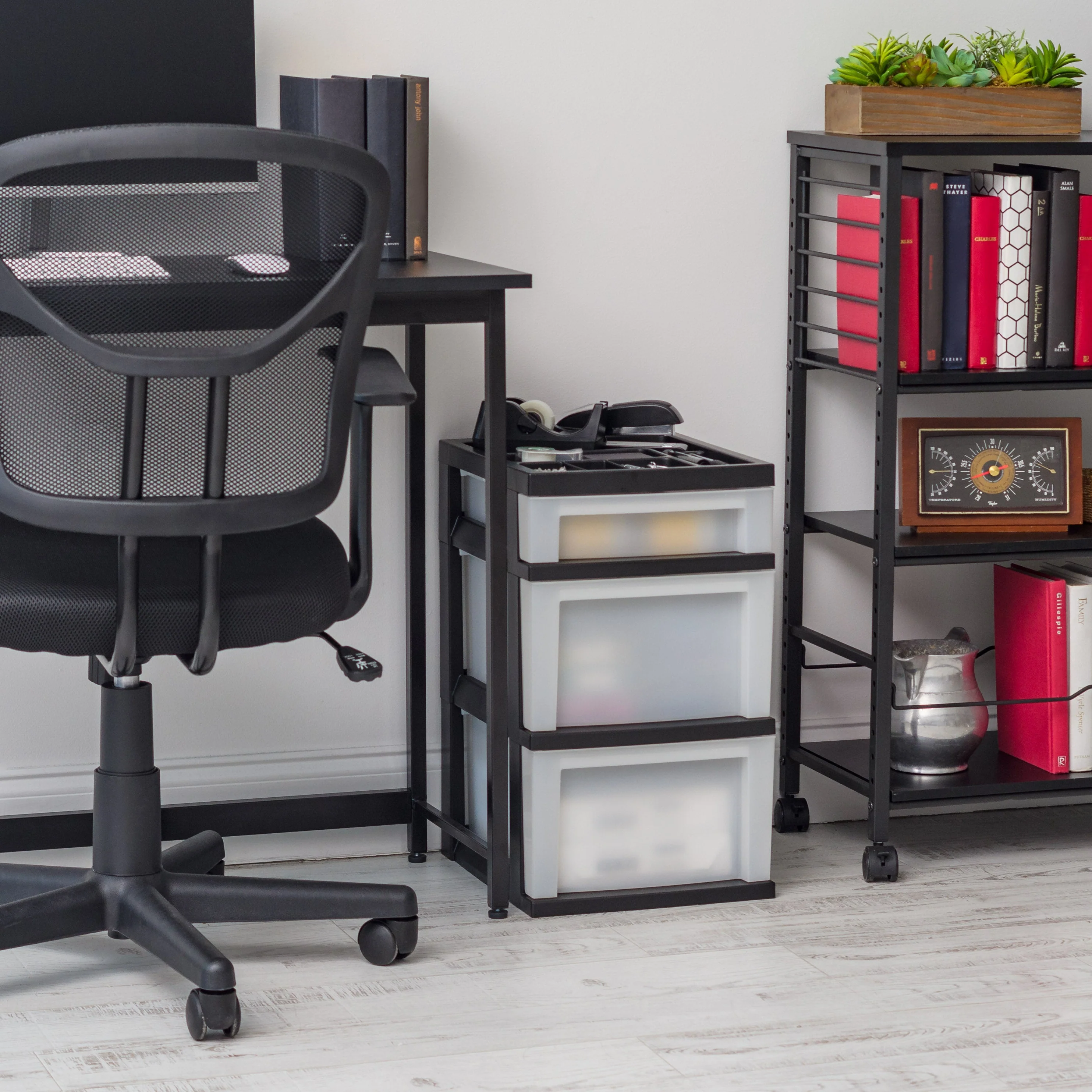 Plastic Storage, Organizer 3 Drawer Cart, Black/Pearl - Image 6