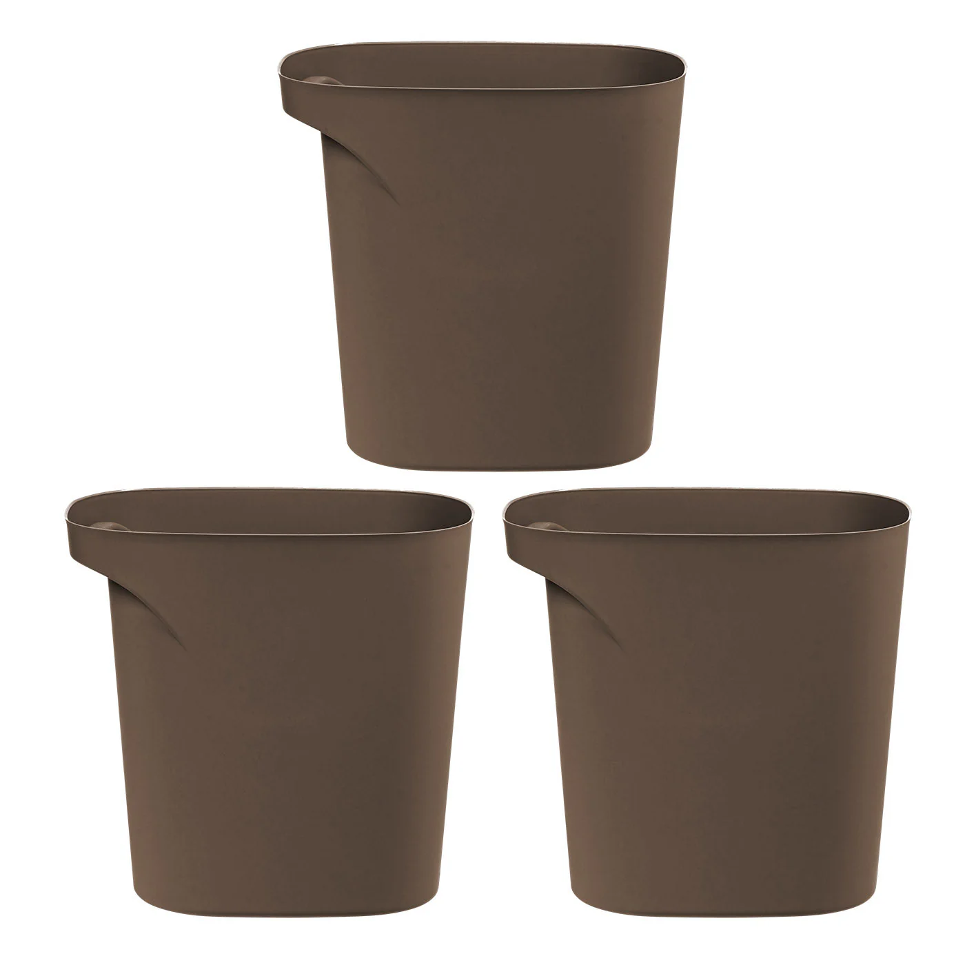 Plastic Trash-Can Wastebasket for Bathroom-Kitchen-Bedroom, 6 Gallon, 3PC
