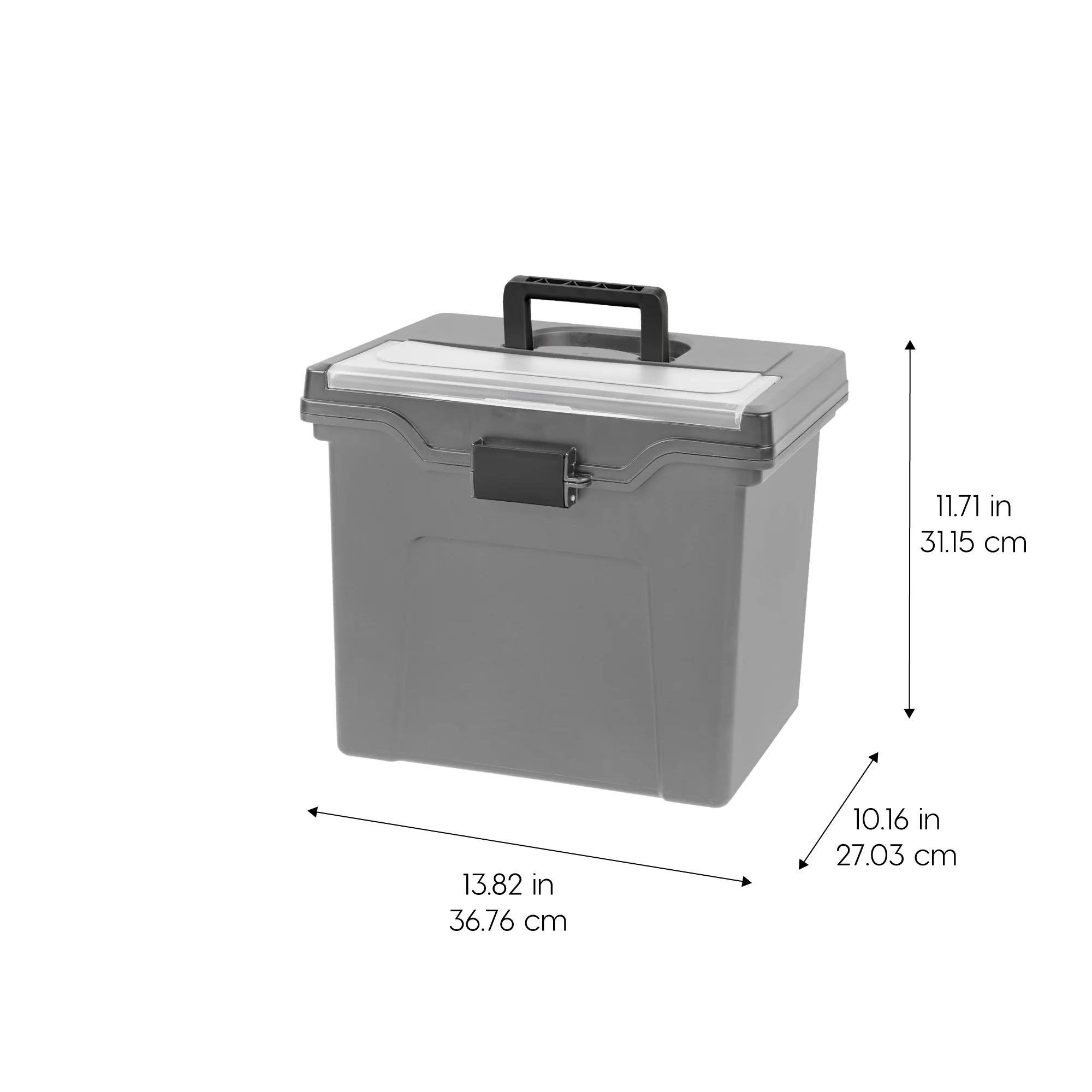 Portable Letter Plastic File Box w/Organizer Lid, Gray, 4Pk - Image 2
