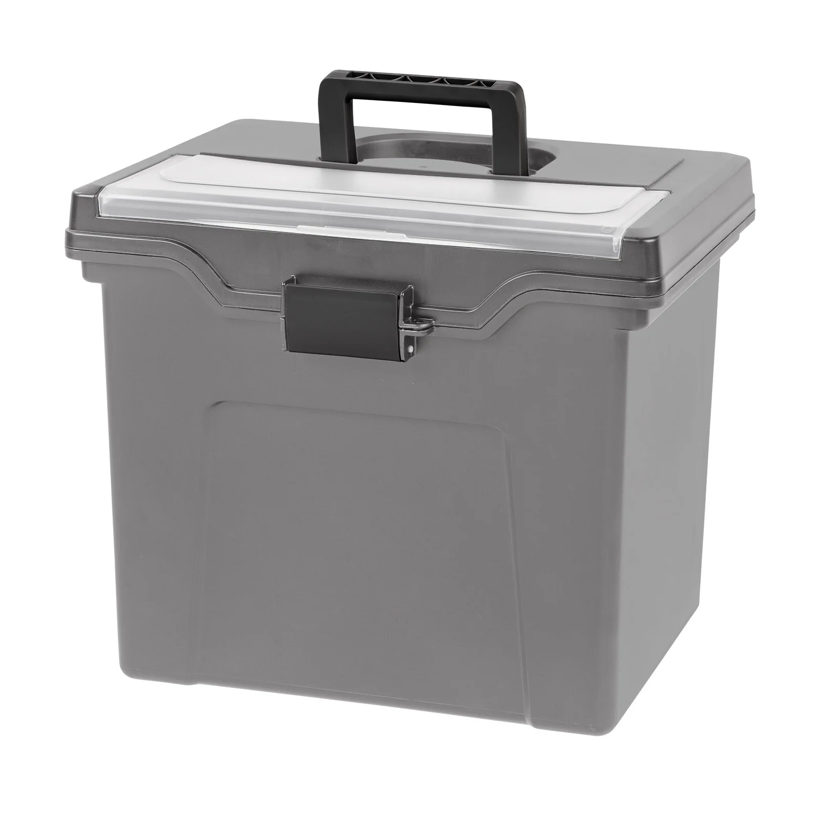 Portable Letter Plastic File Box w/Organizer Lid, Gray, 4Pk - Image 3
