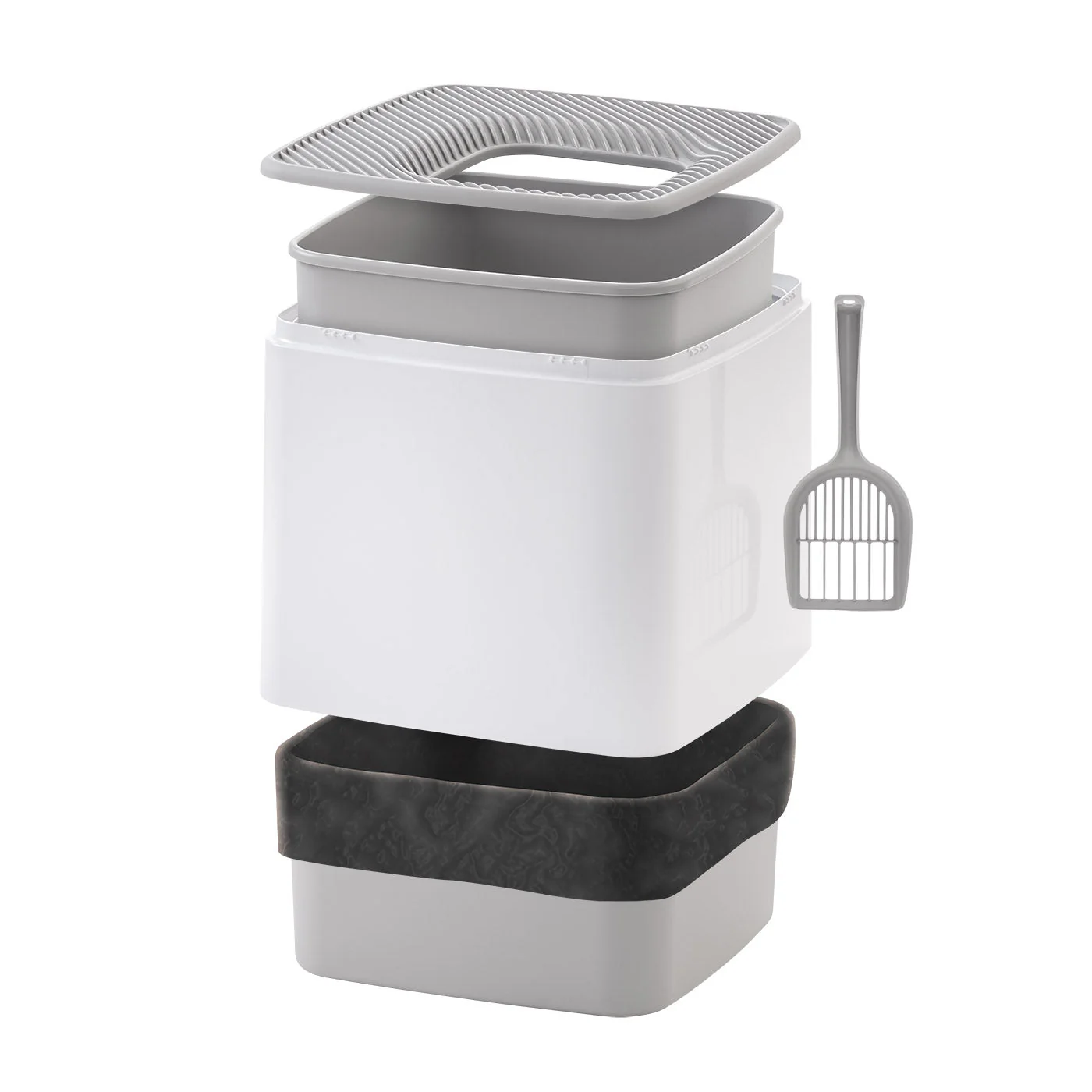 Premium Top Entry Cat Litter Box PRCL-SQ, White - Image 10