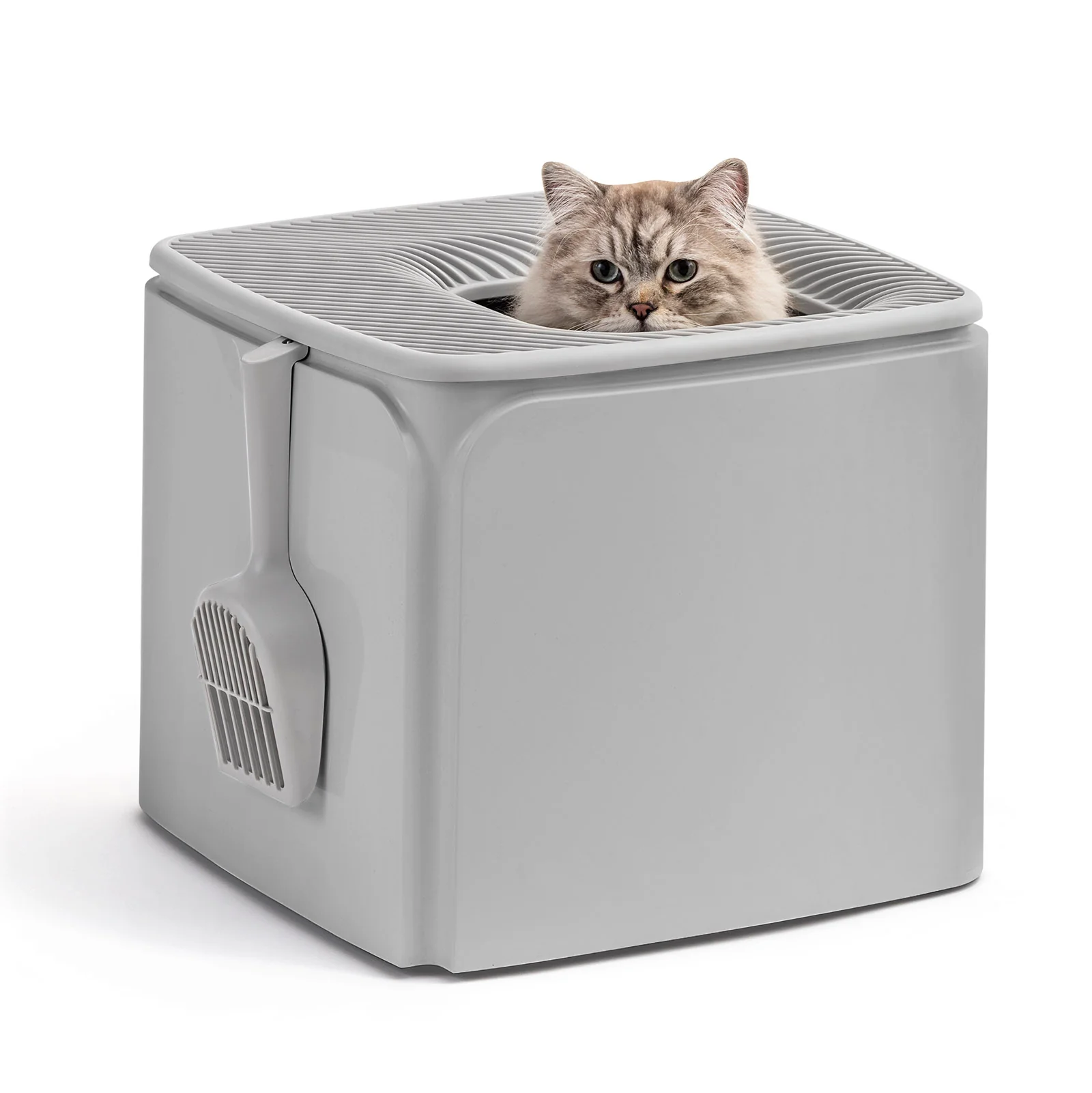 Premium Top Entry Cat Litter Box PRCL-SQ, White - Image 12