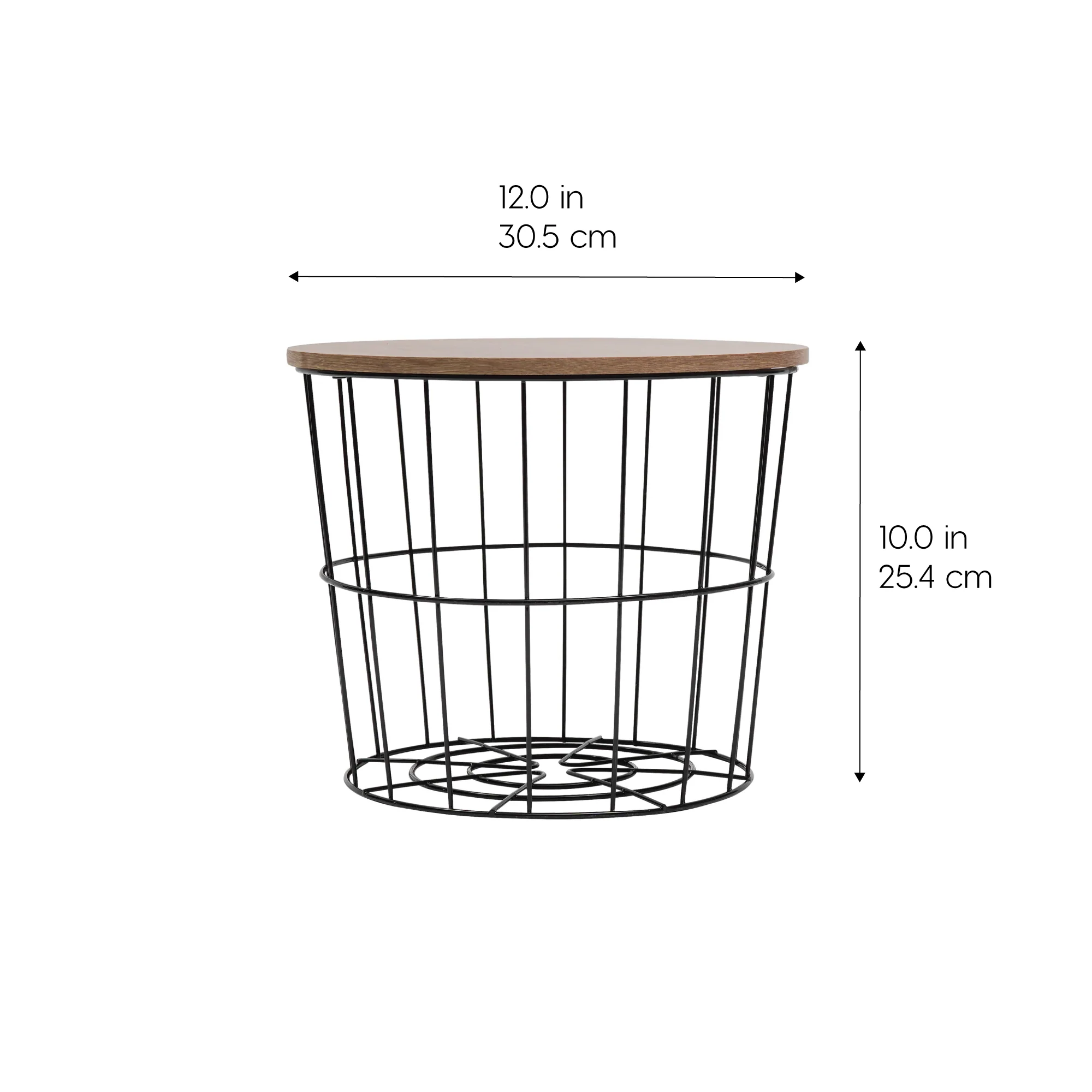 Round Wire Basket with Wooden Lid 2 Pack - Image 3