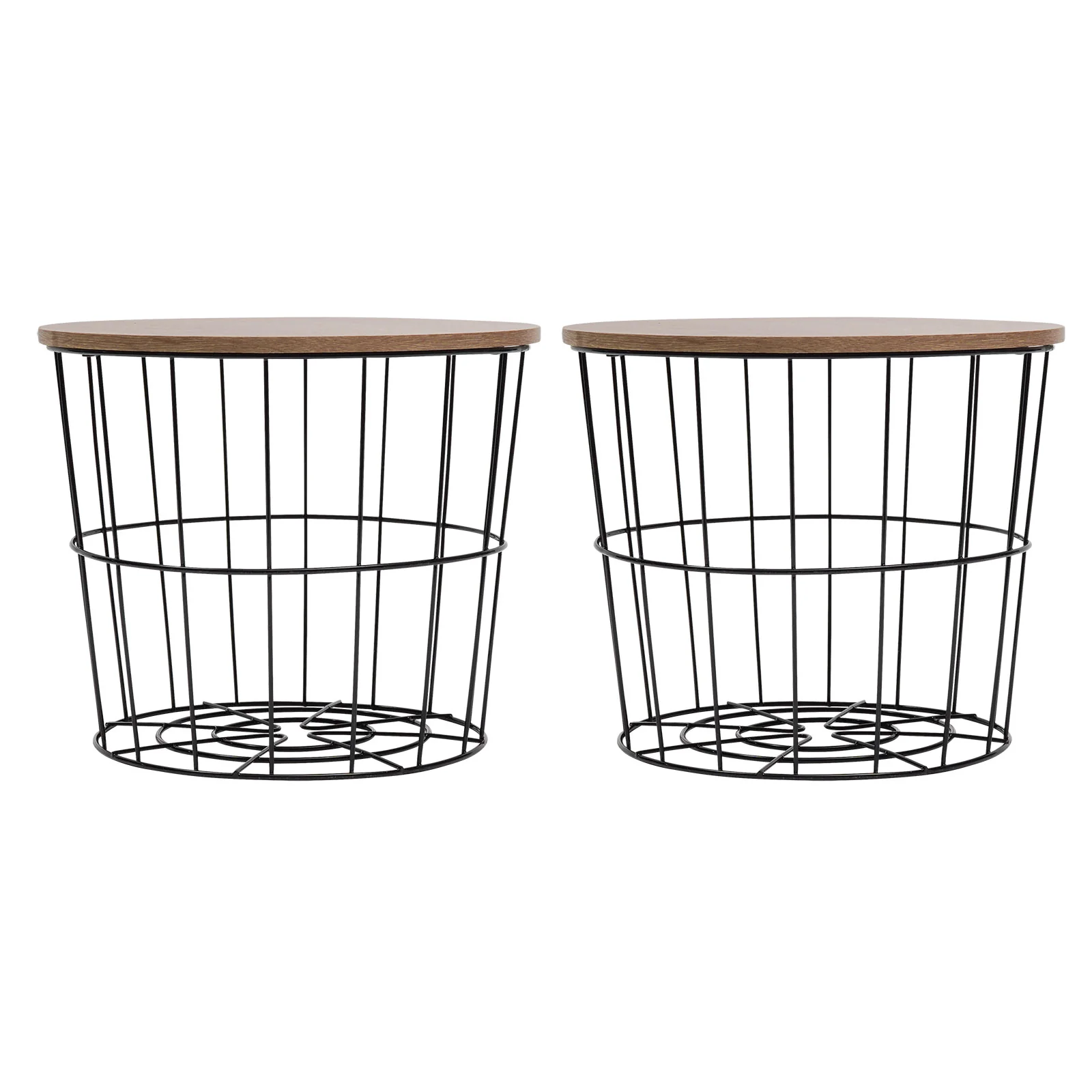 Round Wire Basket with Wooden Lid 2 Pack - Image 8