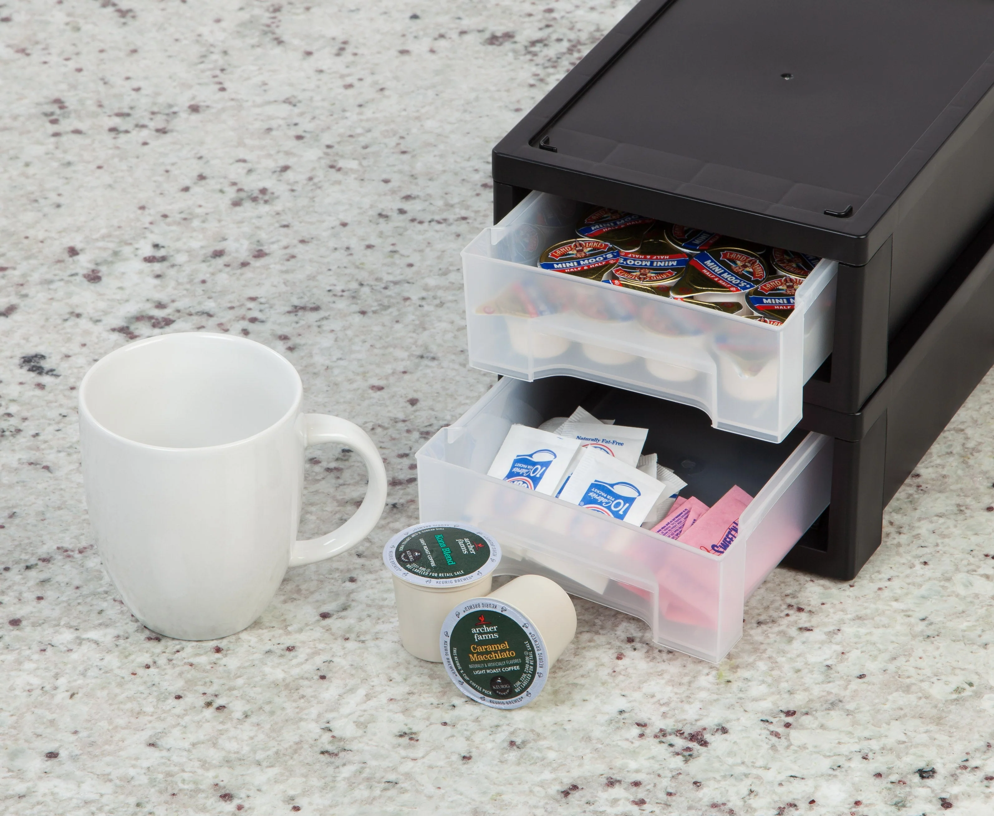 Small Desktop Stacking Drawer, 6 Pack, Black - Image 2