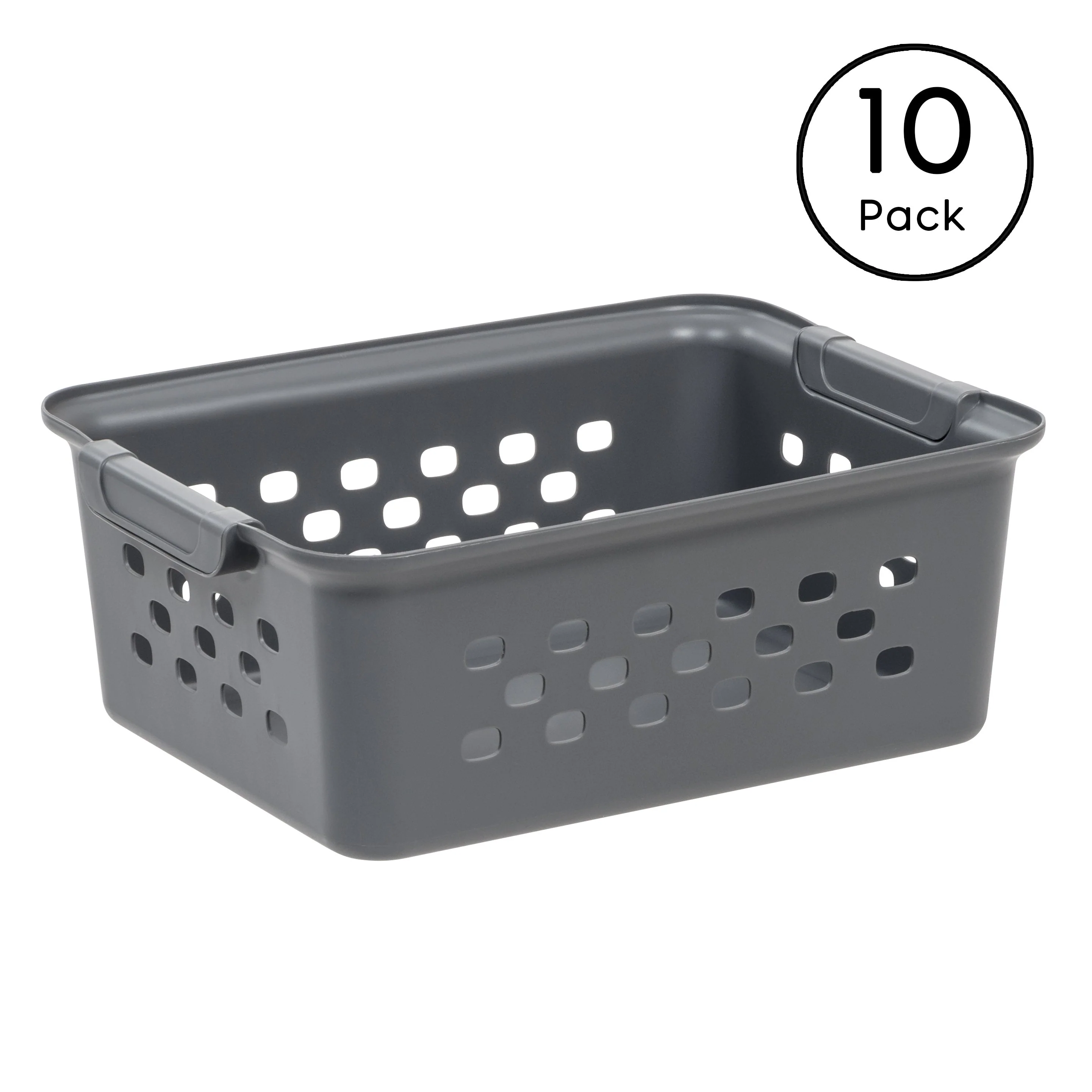 Small Organizer Storage Basket, Gray, Pack of 10 - Image 6