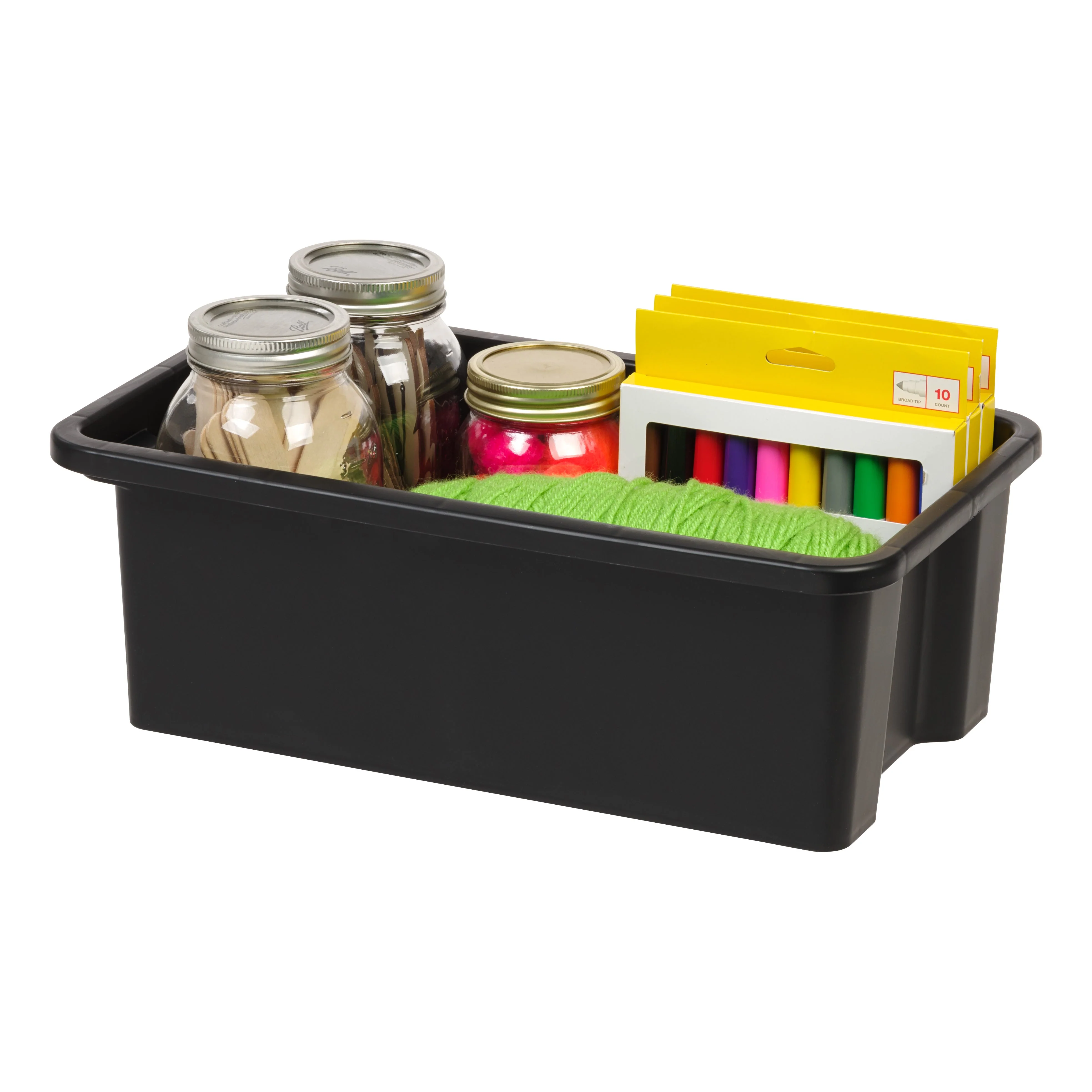 Small Stacking Storage Tray, 4 Pack, Black - Image 2
