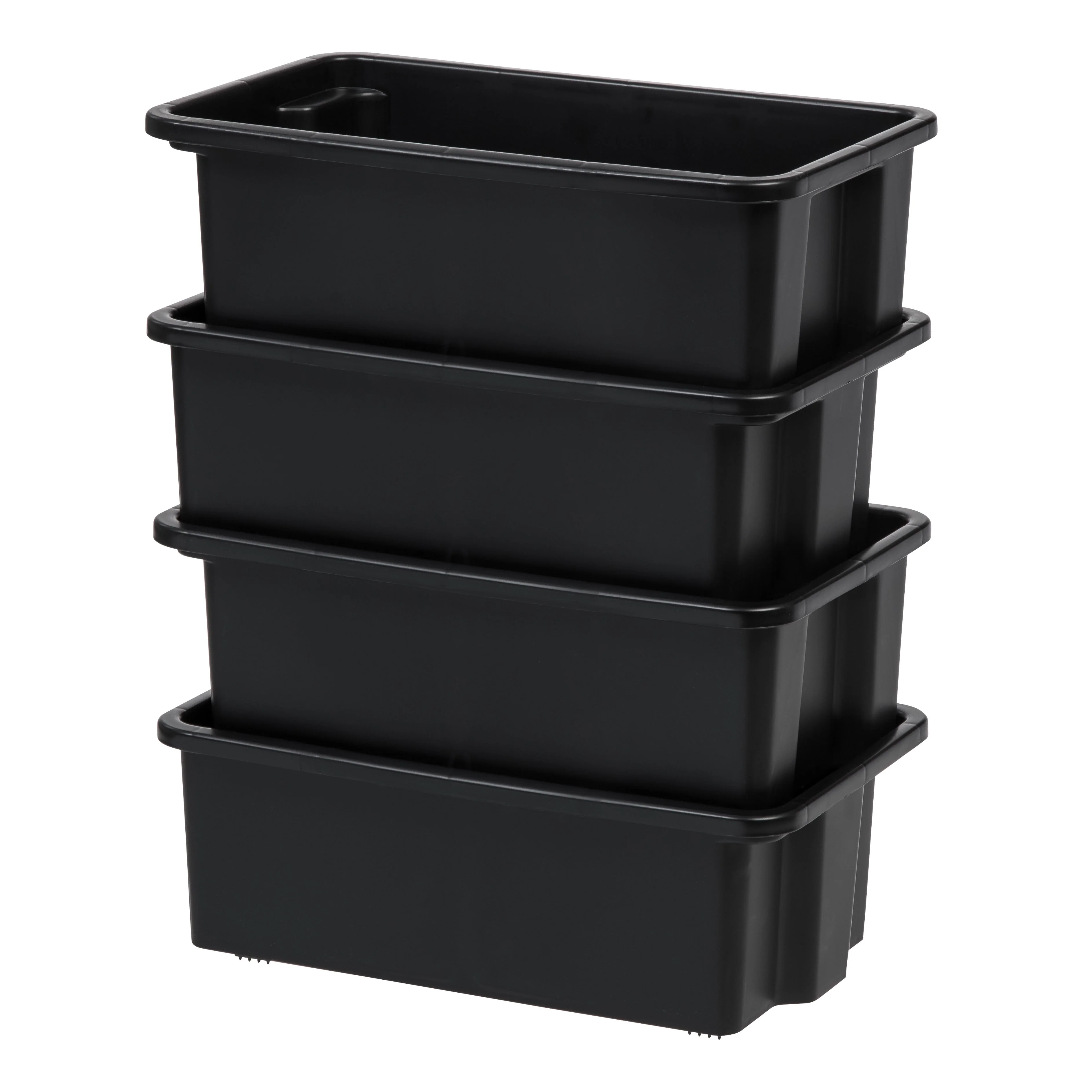 Small Stacking Storage Tray, 4 Pack, Black - Image 6
