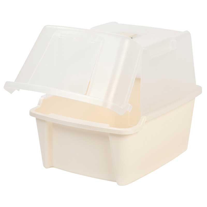 Split-Lid Hooded Litter Box, Off White - Image 3