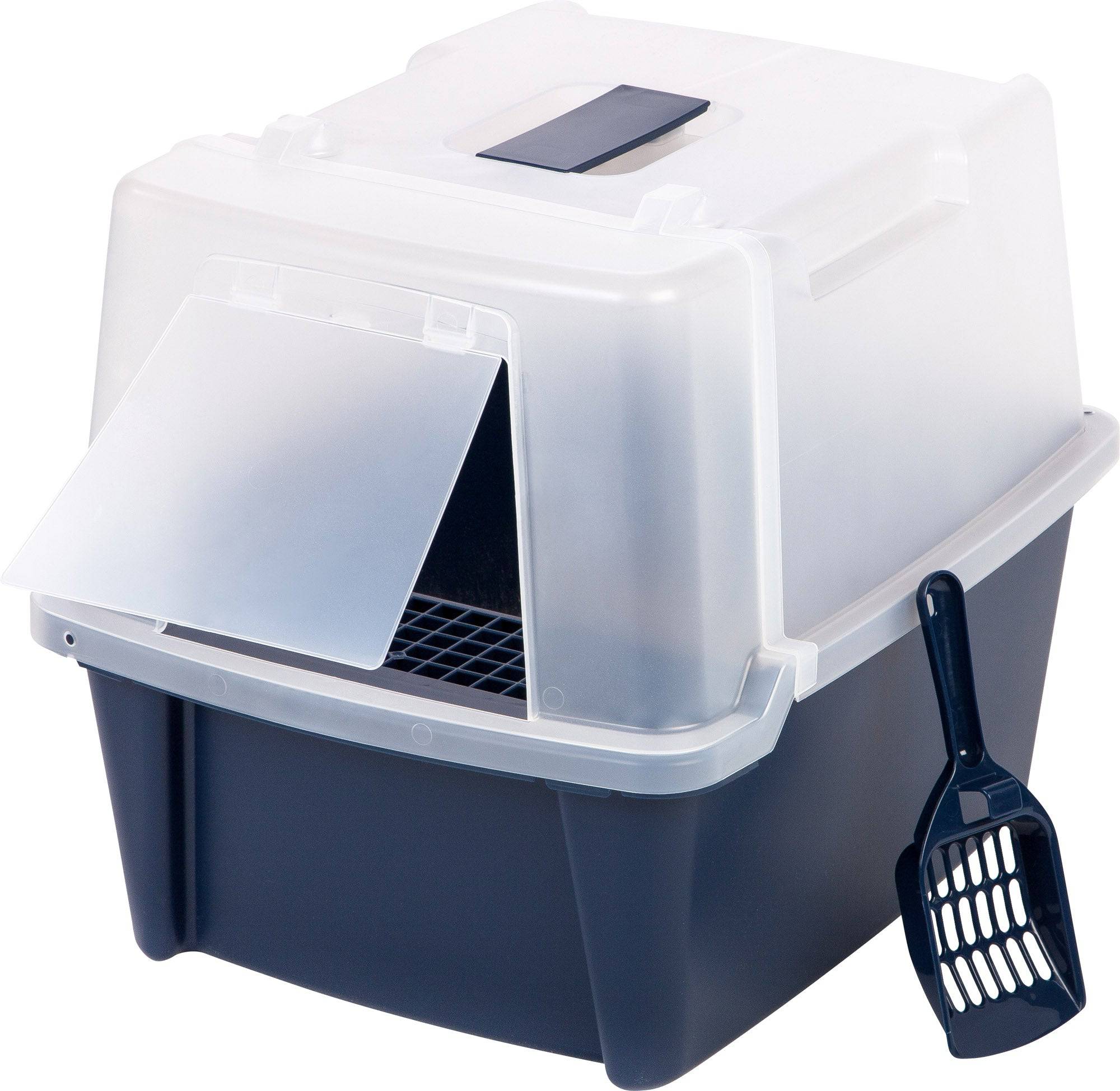 Split-Lid Hooded Litter Box with Scoop - Image 4