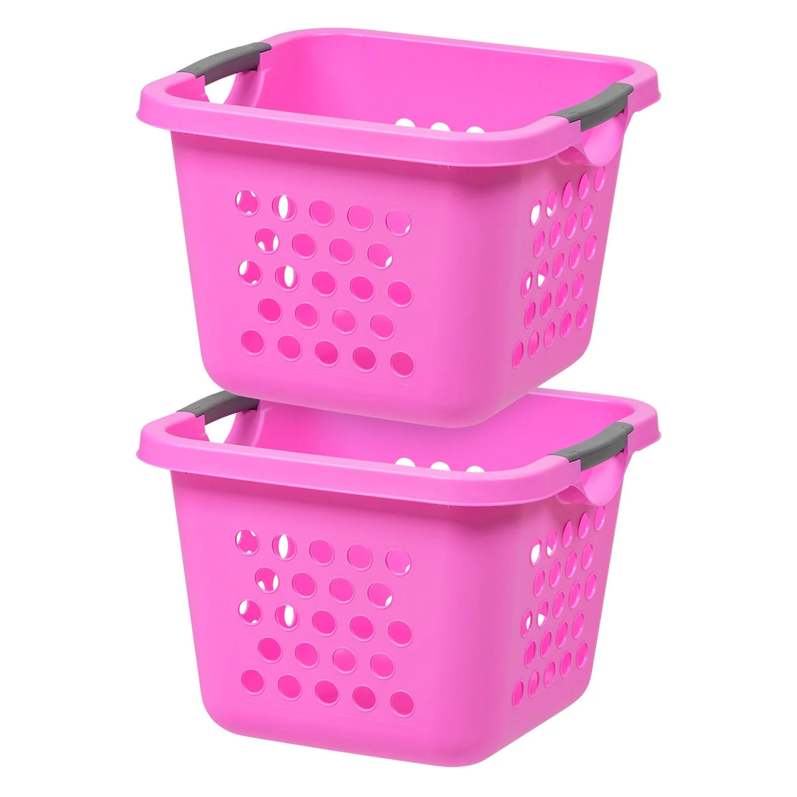 Square Laundry Basket – Tall Pink Organizer for Closet, Dorm, or Bedroom, Medium Size, 2-Pack