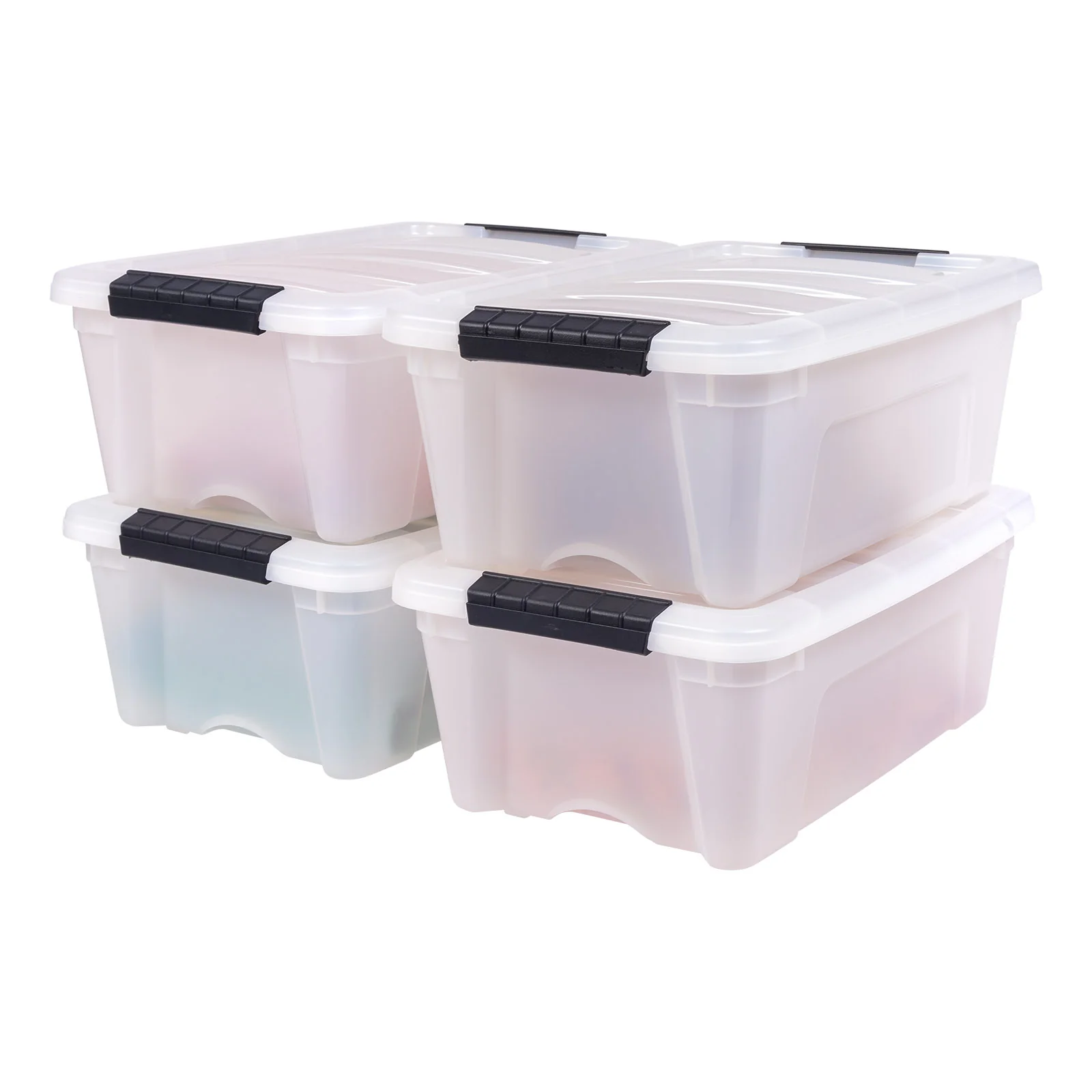 Stack & Pull® Storage Box - 12 QT, 4 Pack, Pearl