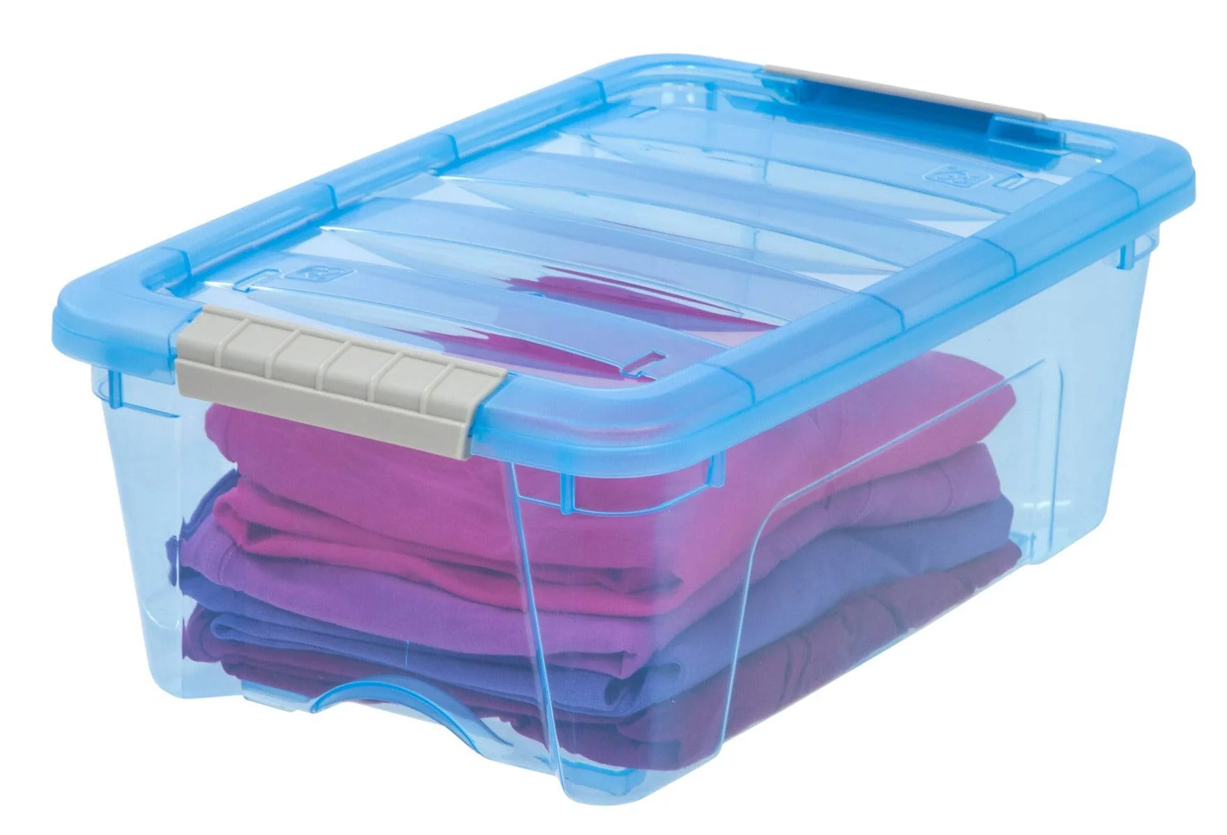 Stack & Pull® Storage Box - 12 QT, 6 Pack, Trans Blue