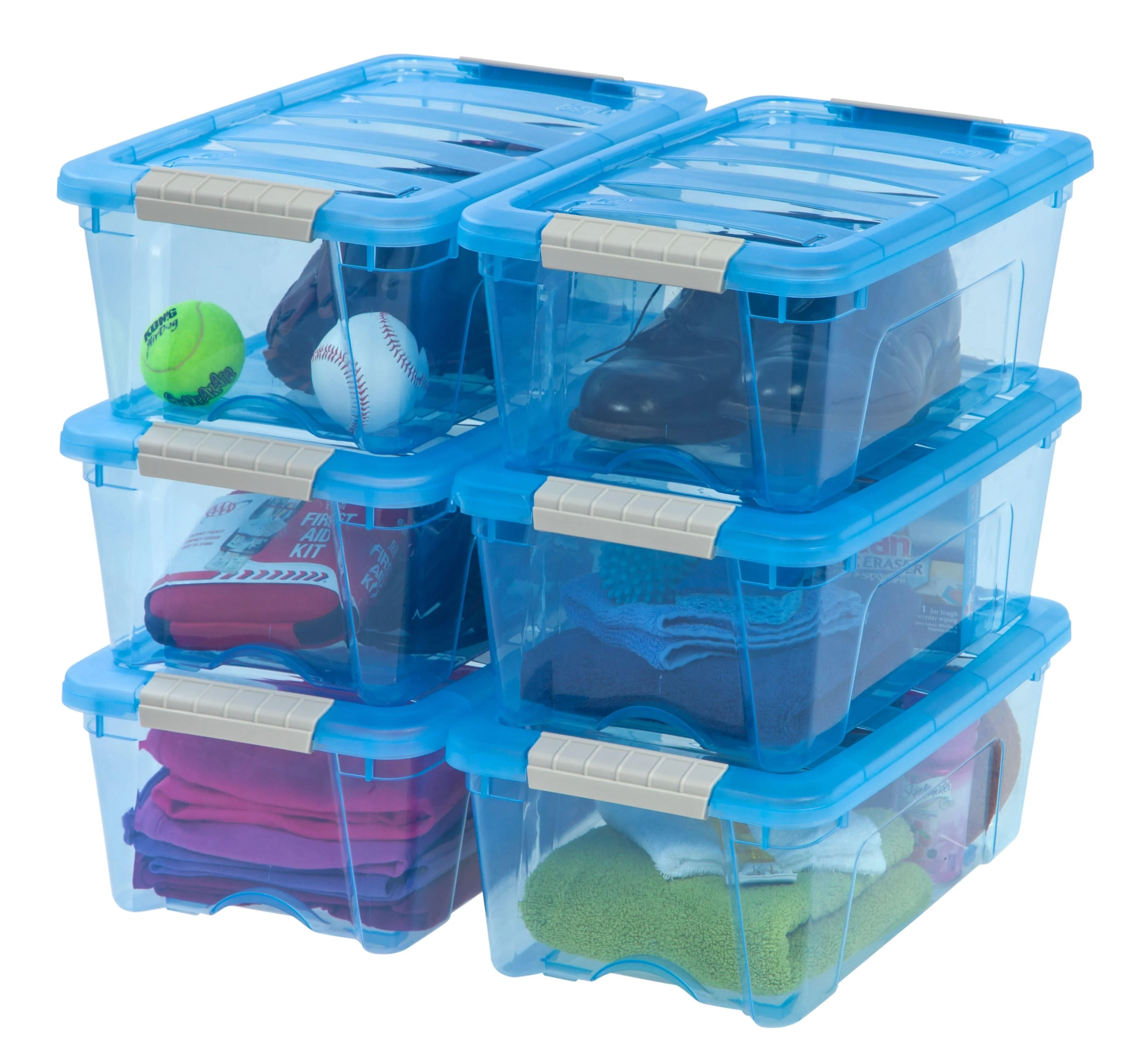 Stack & Pull® Storage Box - 12 QT, 6 Pack, Trans Blue - Image 3