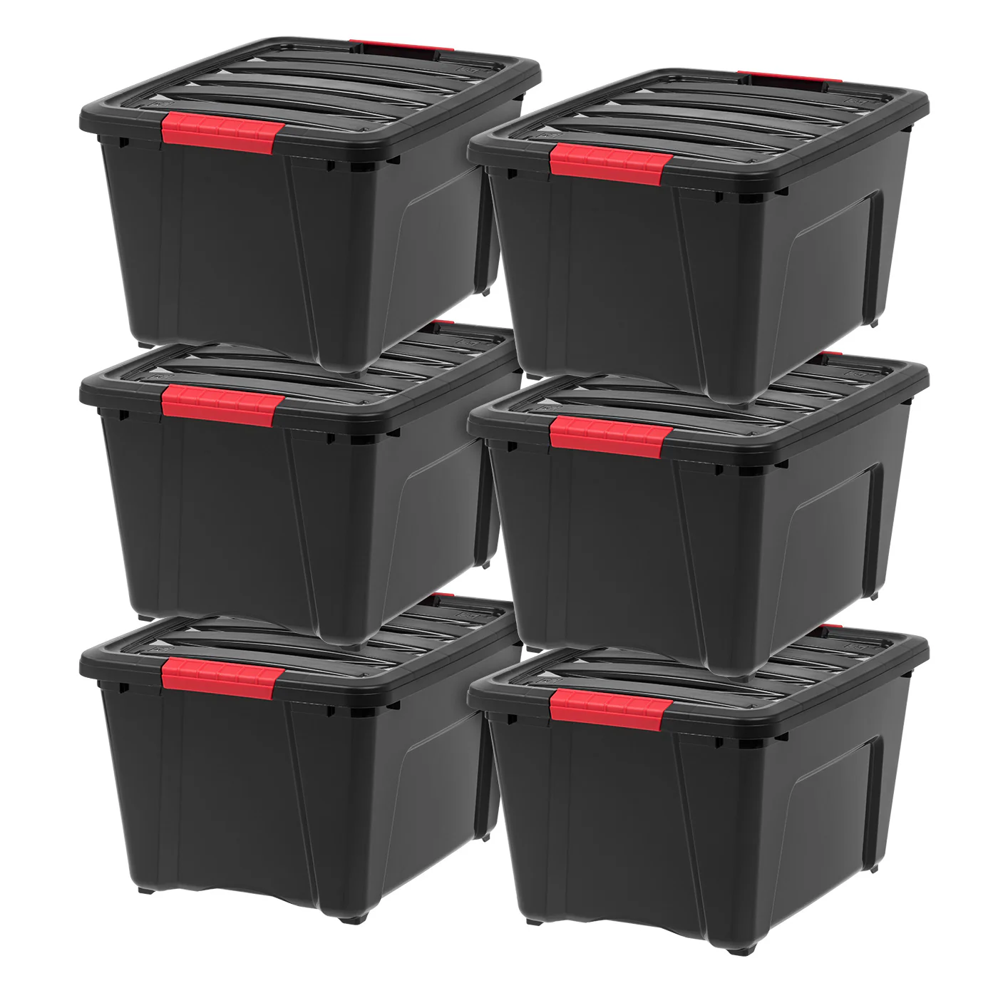 Stack & Pull® Storage Box - 32 QT, 6 Pack, Black - Image 3