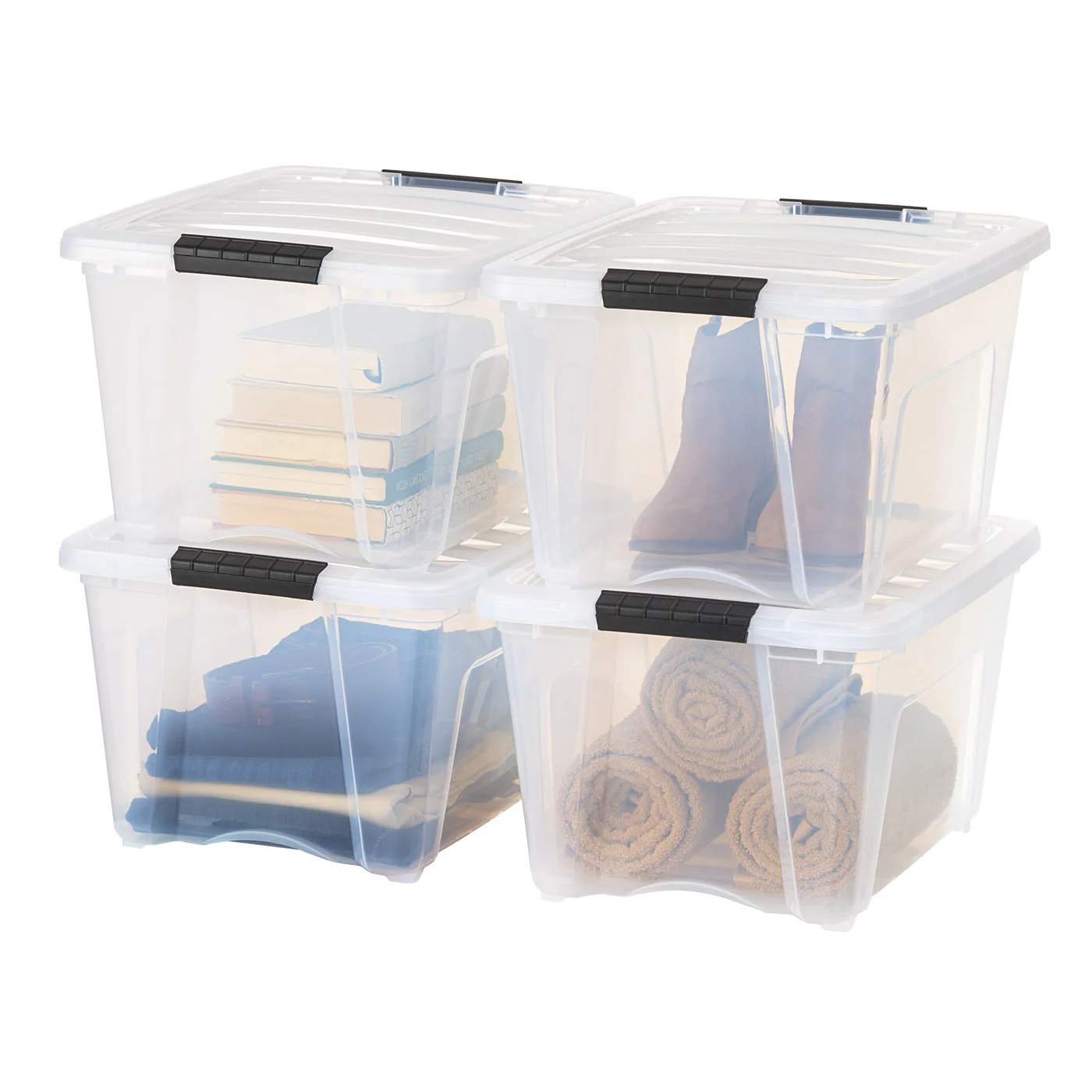 Stack & Pull® Storage Box - 32 QT Clear 4 Pack