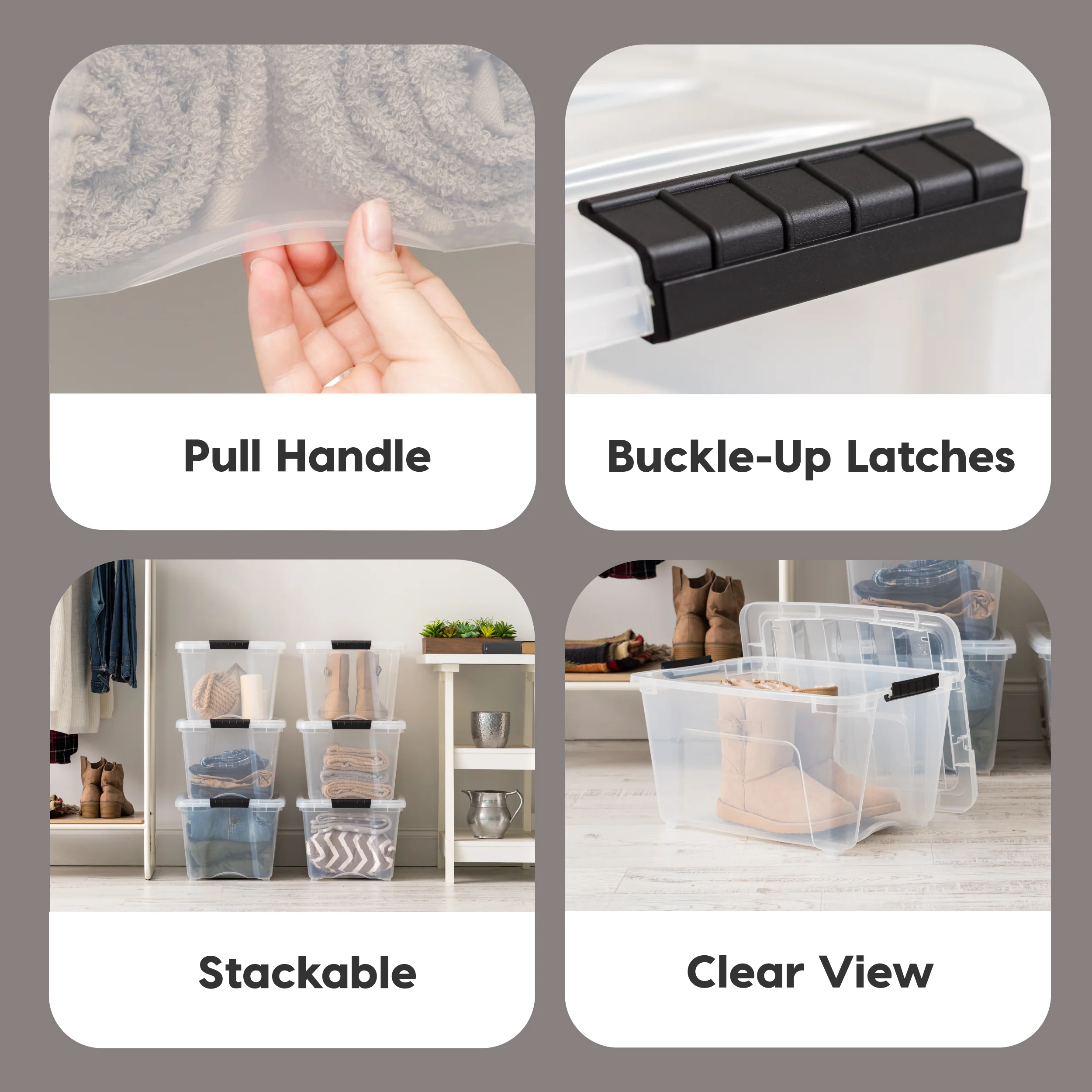 Stack & Pull® Storage Box - 32 QT Clear 4 Pack - Image 3