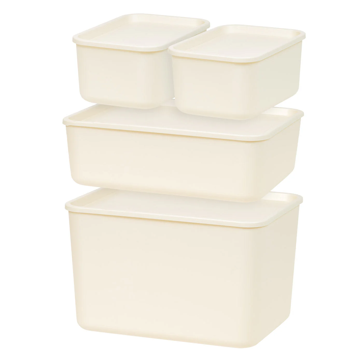 Stackable Lidded Storage Organizer Bins for Kitchen, Bathroom and Bedroom, Combo (S/S/M/L)
