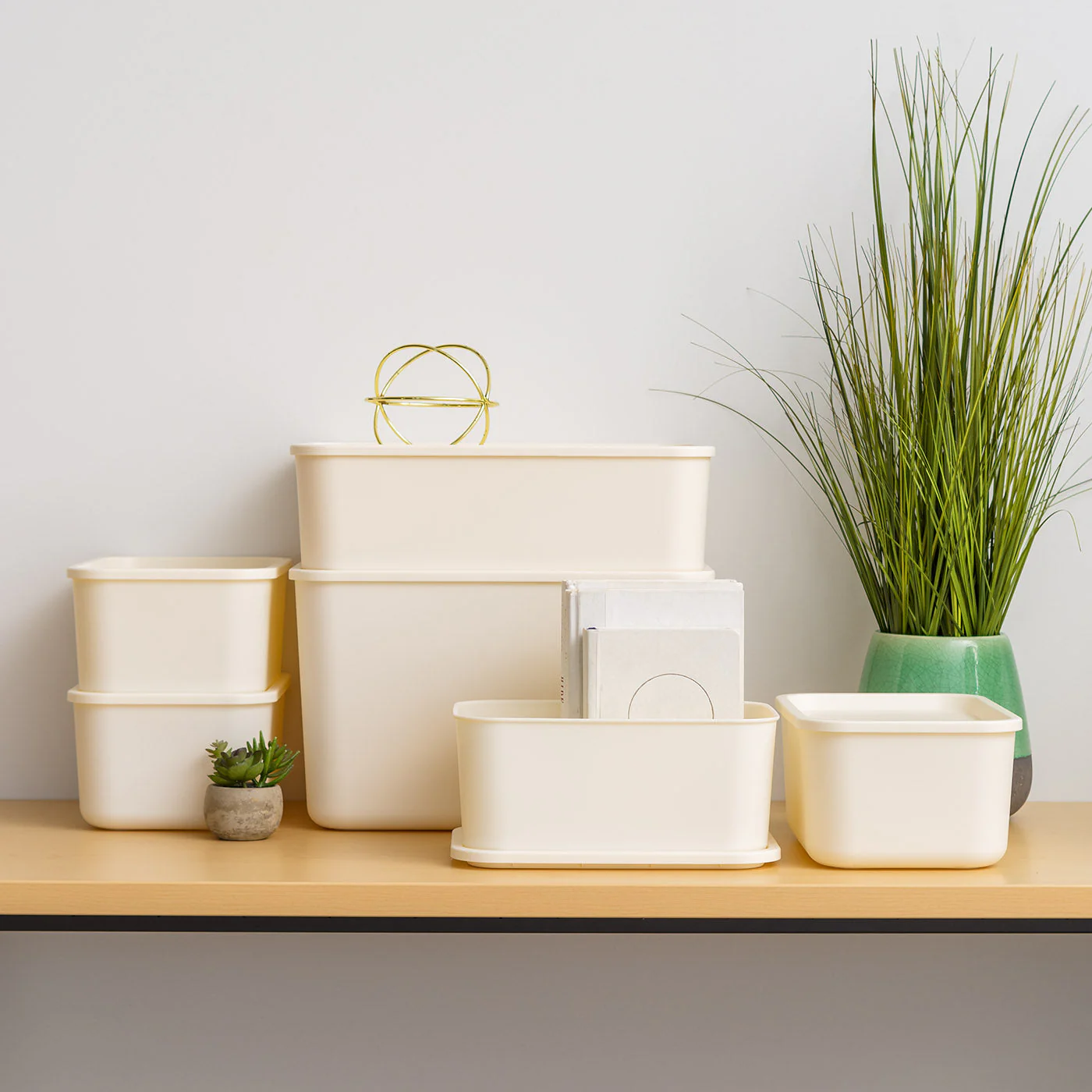Stackable Lidded Storage Organizer Bins for Kitchen, Bathroom and Bedroom, Combo (S/S/M/L) - Image 2
