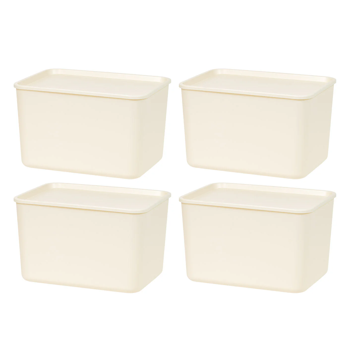 Stackable Lidded Storage Organizer Bins for Kitchen, Bathroom and Bedroom, Large, 4Pack