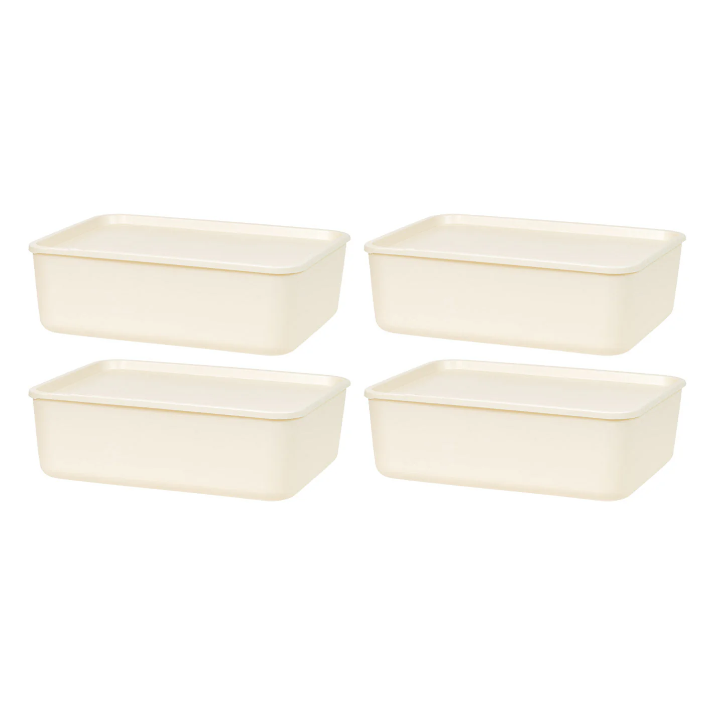 Stackable Lidded Storage Organizer Bins for Kitchen, Bathroom and Bedroom, Medium, 4Pack