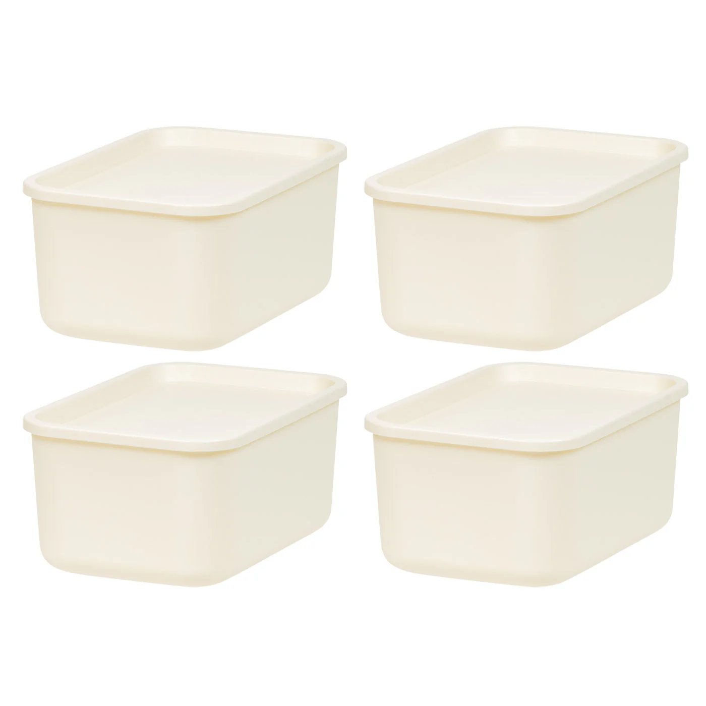 Stackable Lidded Storage Organizer Bins for Kitchen, Bathroom and Bedroom, Small, 4Pack
