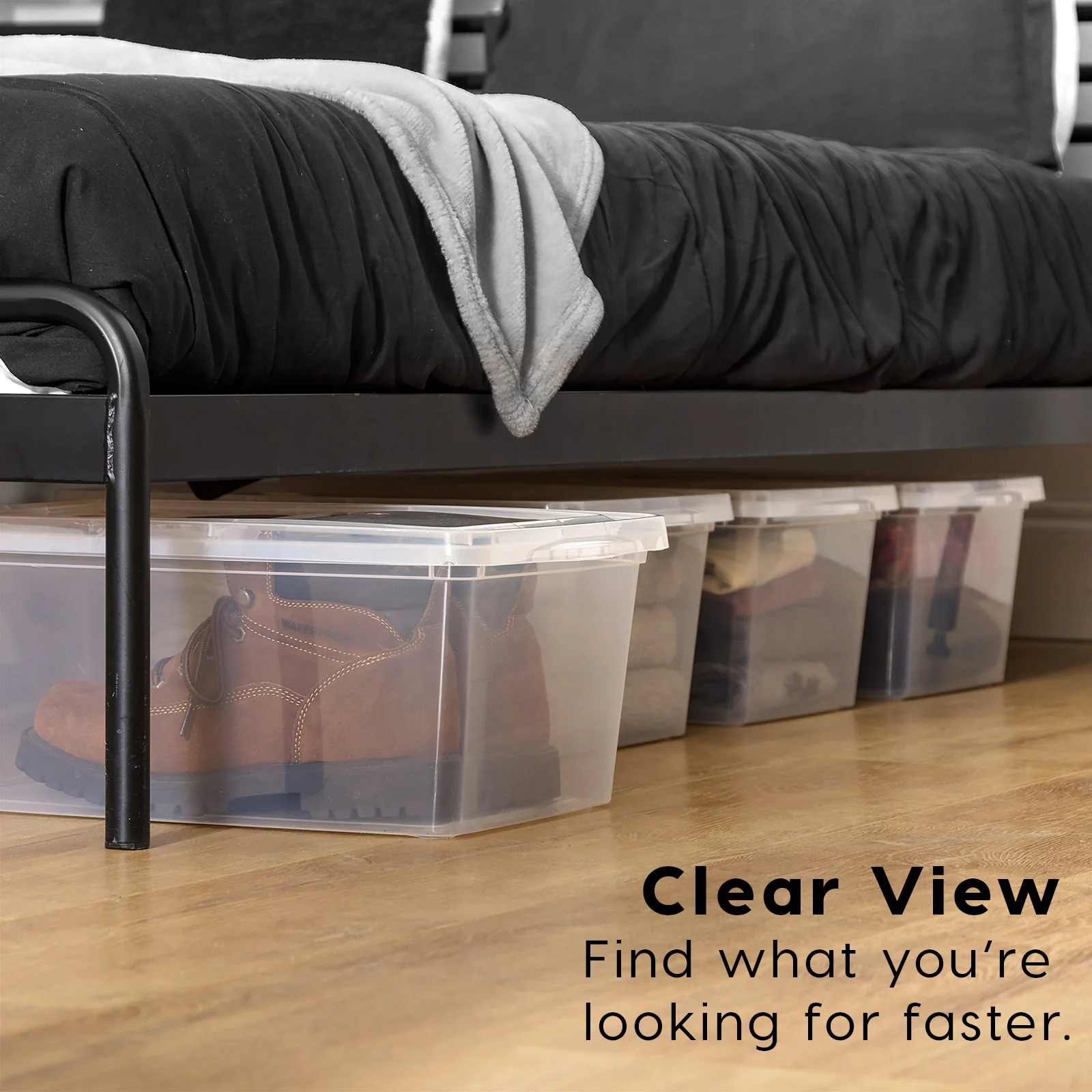 Stackable Plastic Closet Storage Box, Clear - Image 14