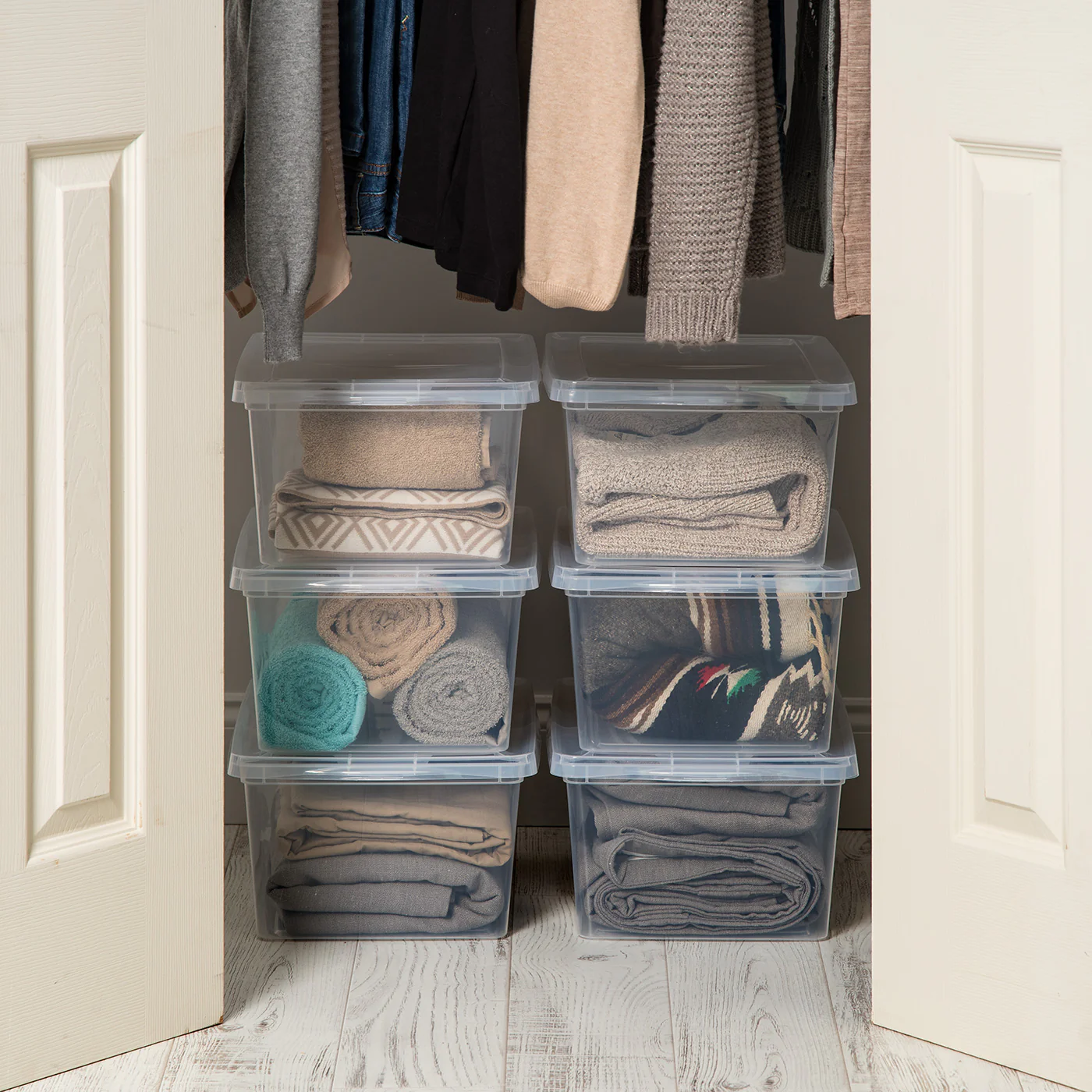 Stackable Plastic Closet Storage Box, Clear - Image 16