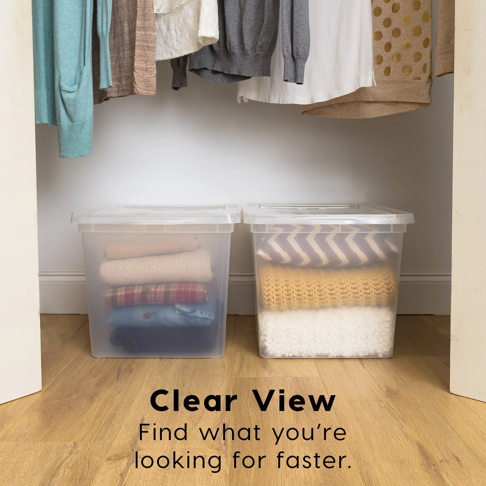 Stackable Plastic Closet Storage Box, Clear - Image 30