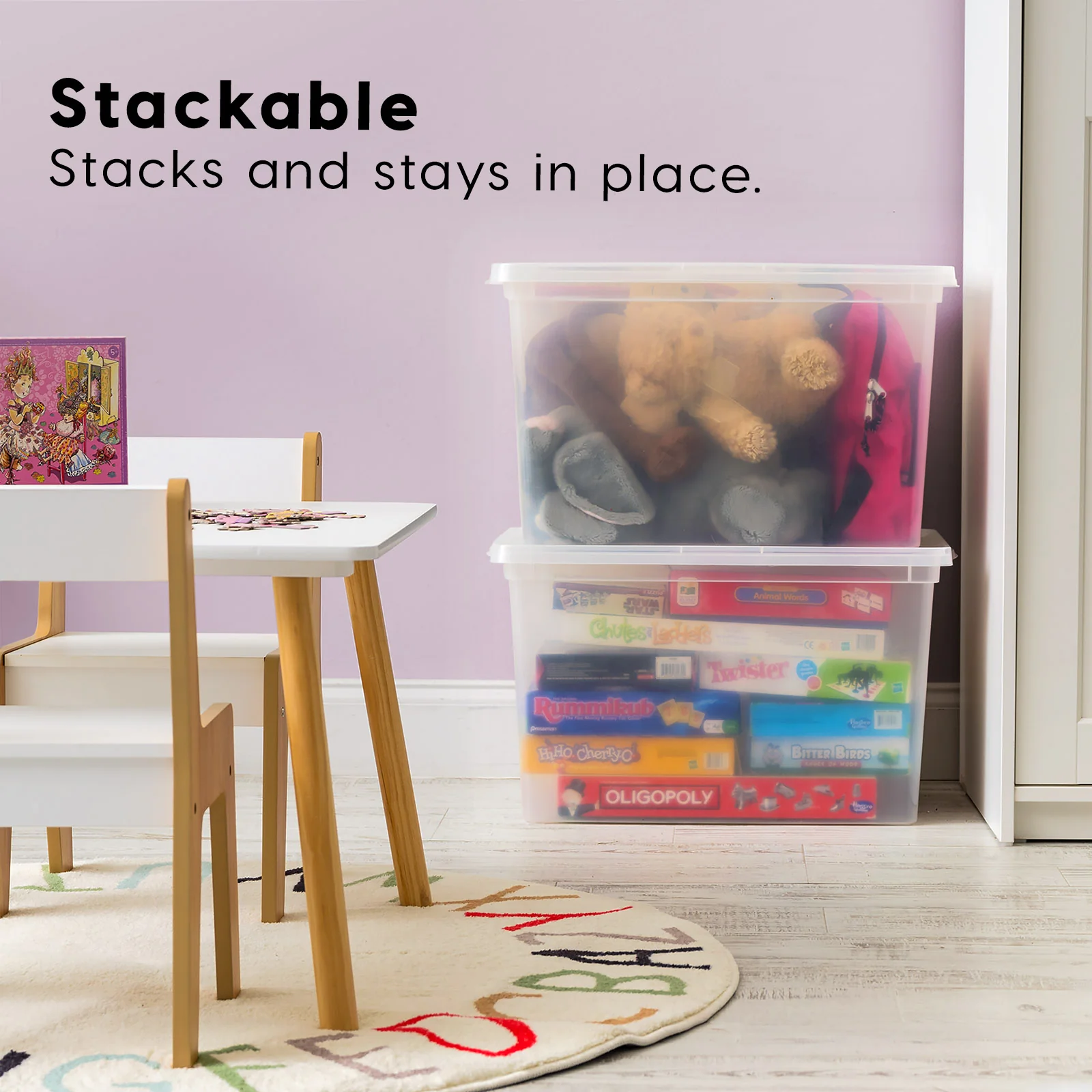 Stackable Plastic Closet Storage Box, Clear - Image 31