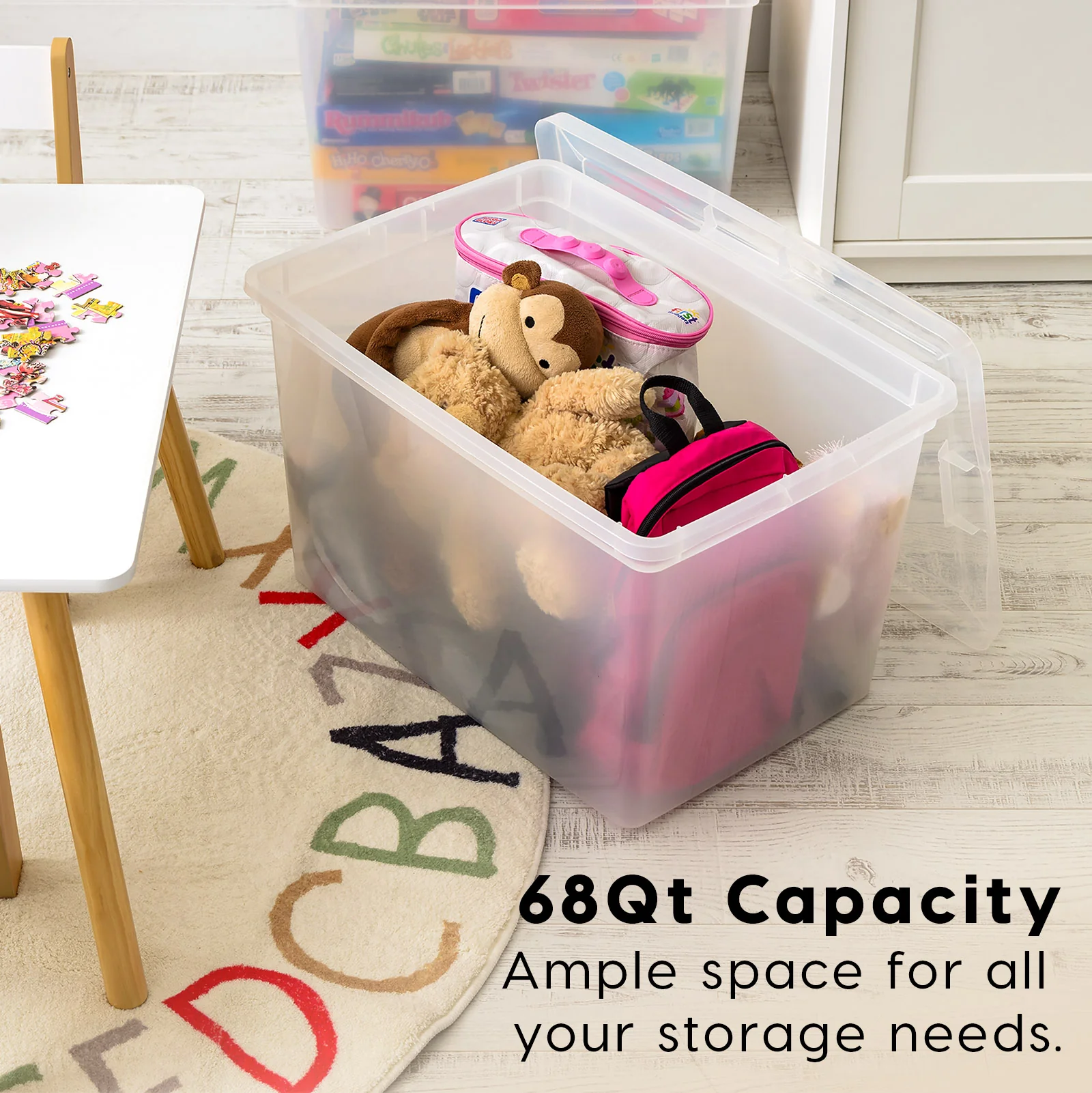 Stackable Plastic Closet Storage Box, Clear - Image 32