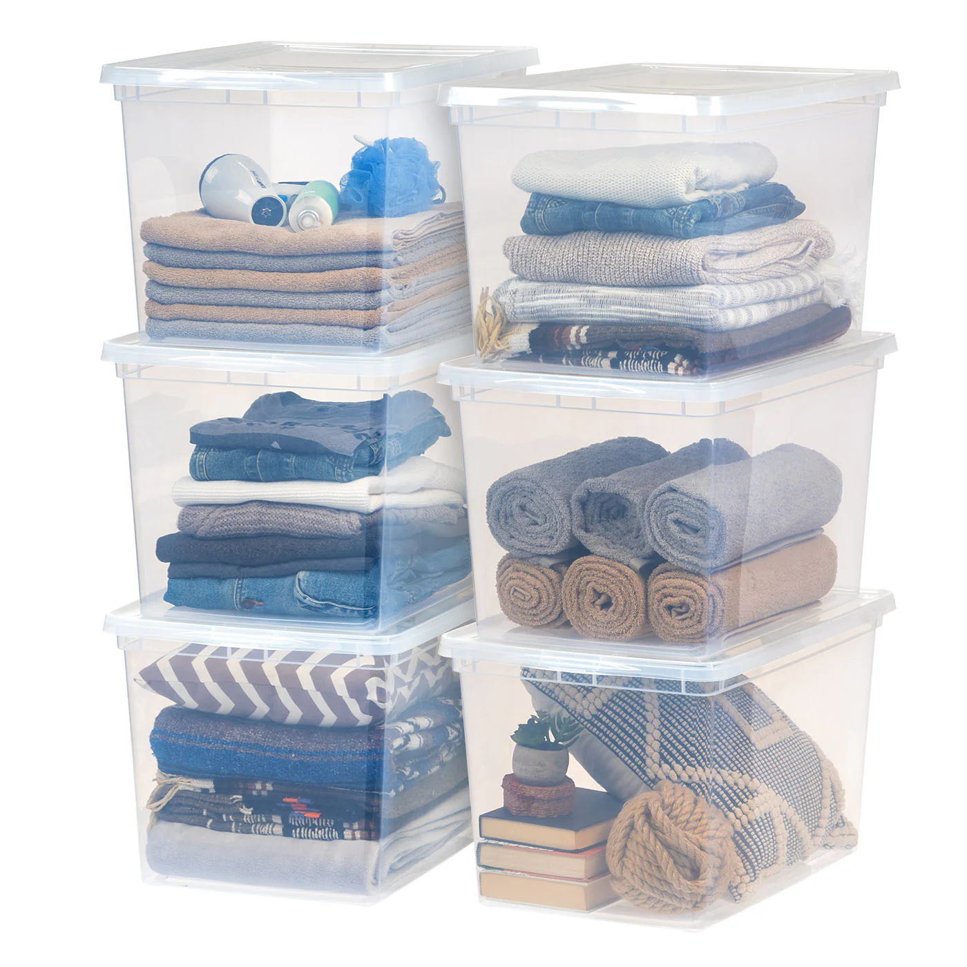 Stackable Plastic Closet Storage Box, Clear - Image 34
