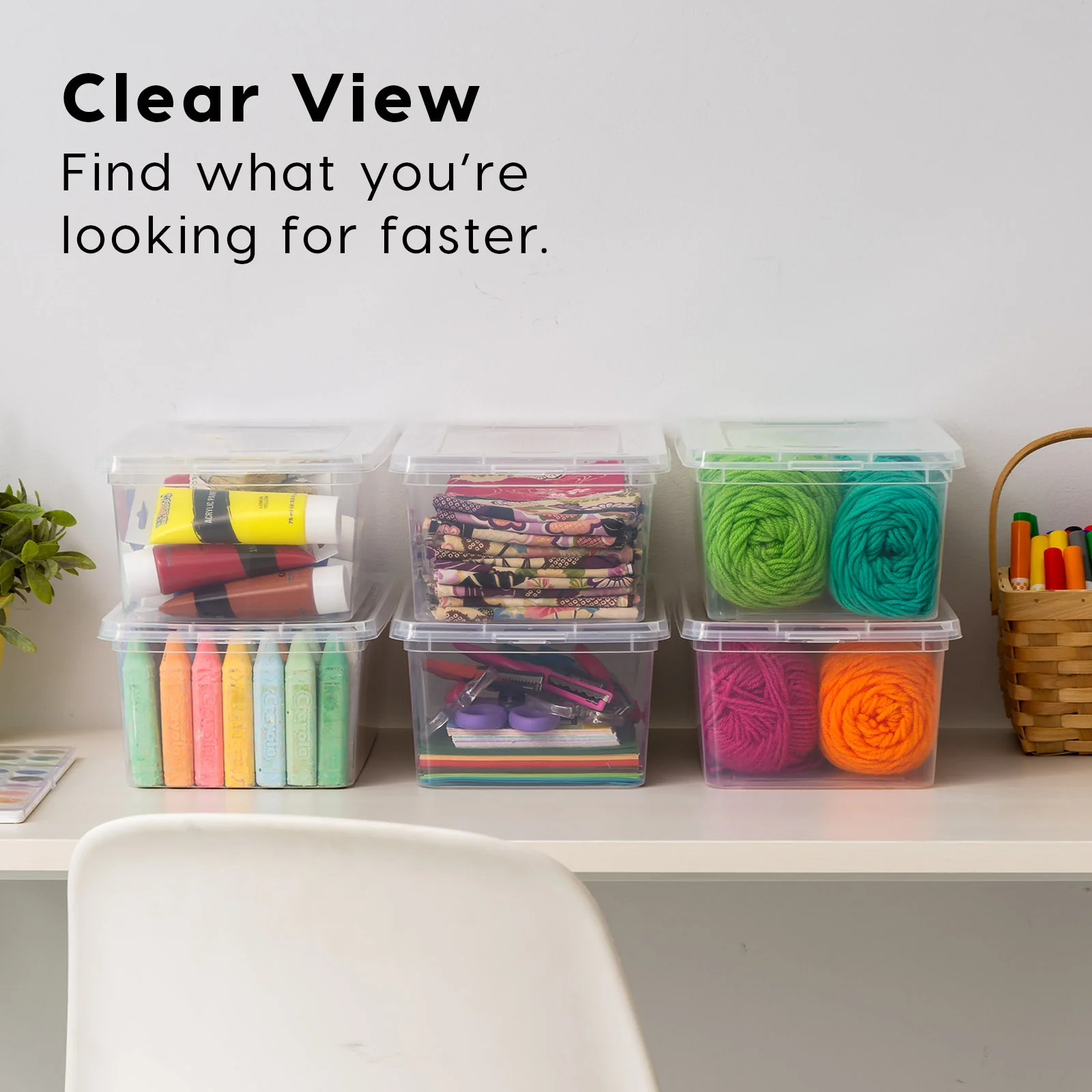 Stackable Plastic Closet Storage Box, Clear - Image 4