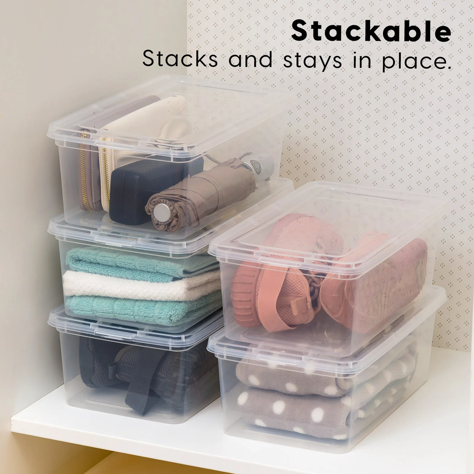 Stackable Plastic Closet Storage Box, Clear - Image 5
