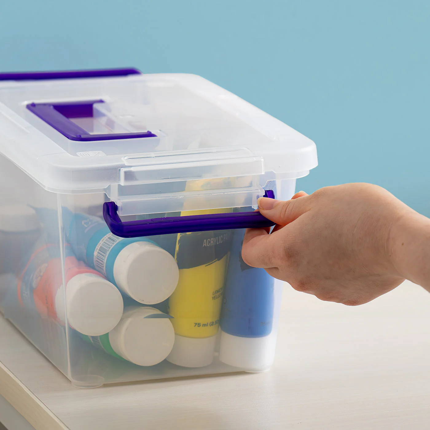 Stackable Storage Bin with Secure Bucked-up Lid 5.4Qt 6 Pack - Image 3