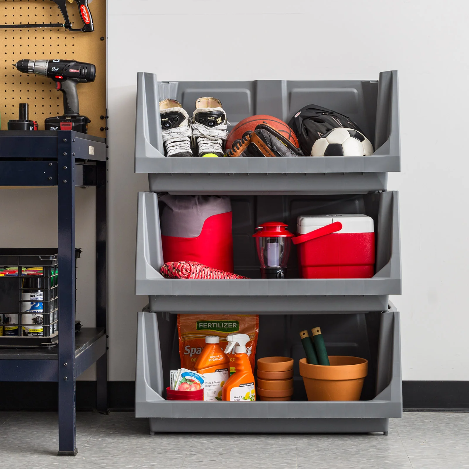 Stackable Storage Bins Open Front, Large, Heavy Duty Garage Organization 1 Pack - Image 4