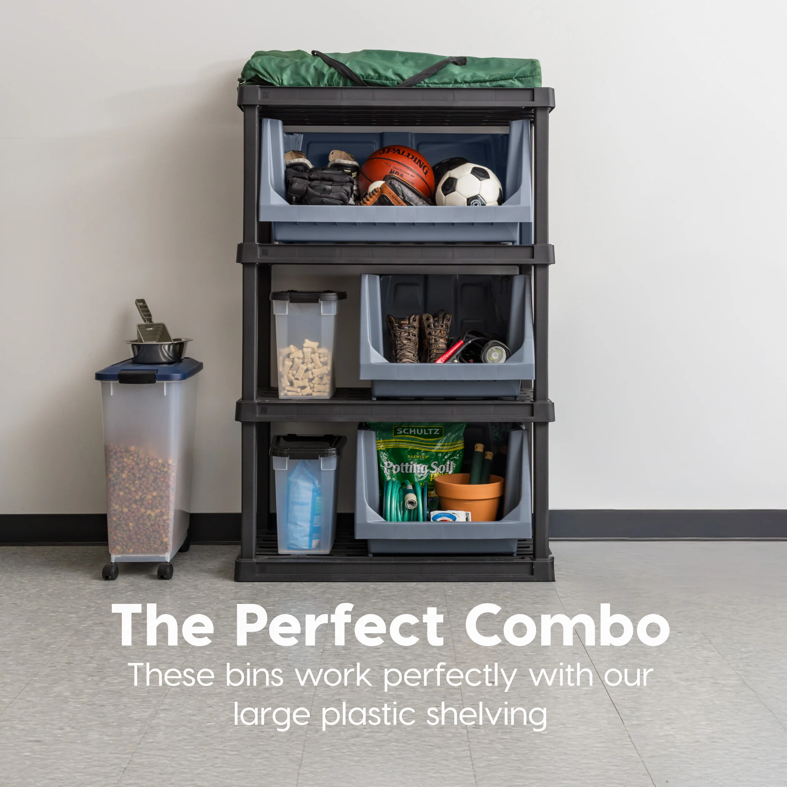 Stackable Storage Bins Open Front, Medium - 3 Pack, Heavy Duty Garage Organization, Storage Bin - Image 5