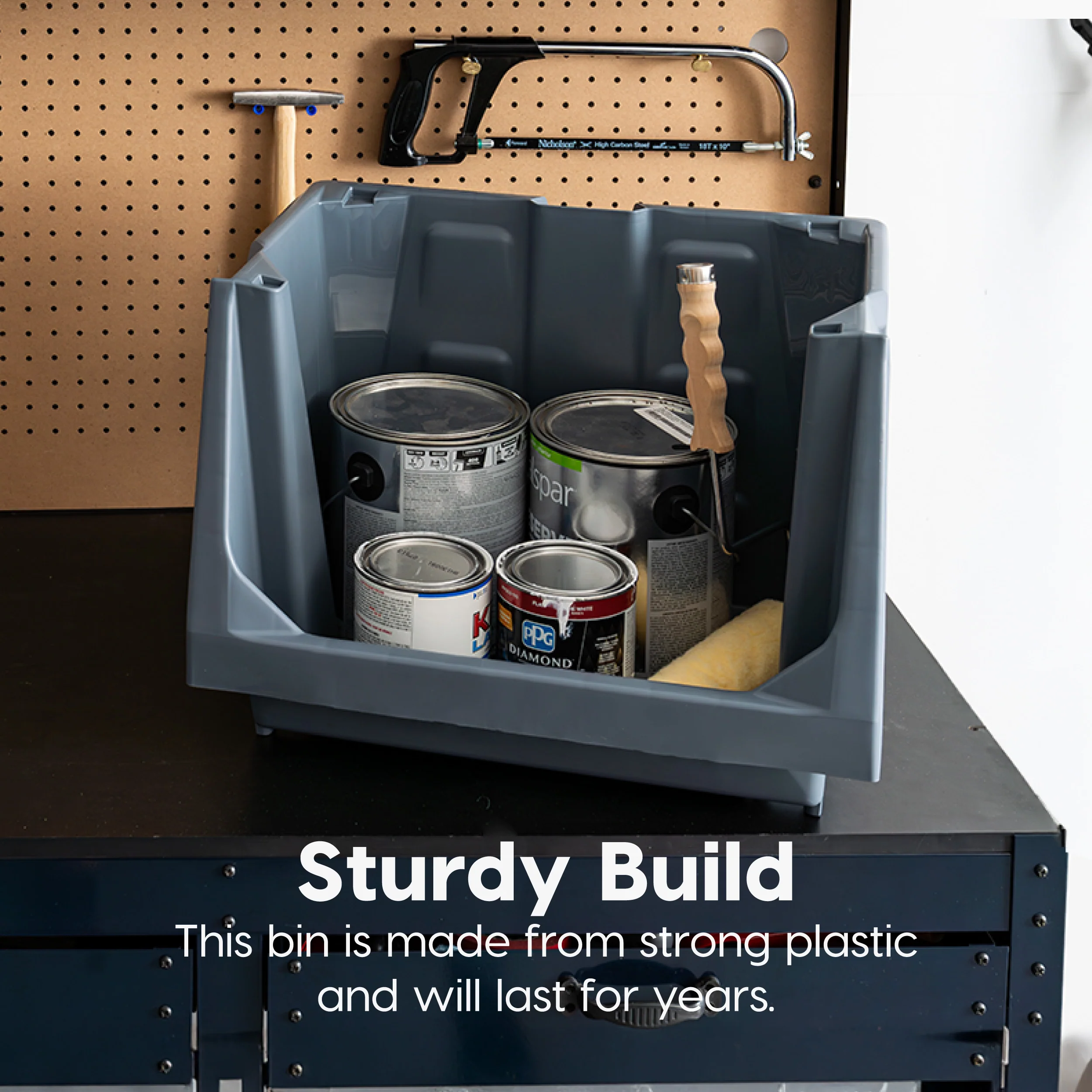Stackable Storage Bins Open Front, Medium - 3 Pack, Heavy Duty Garage Organization, Storage Bin - Image 9